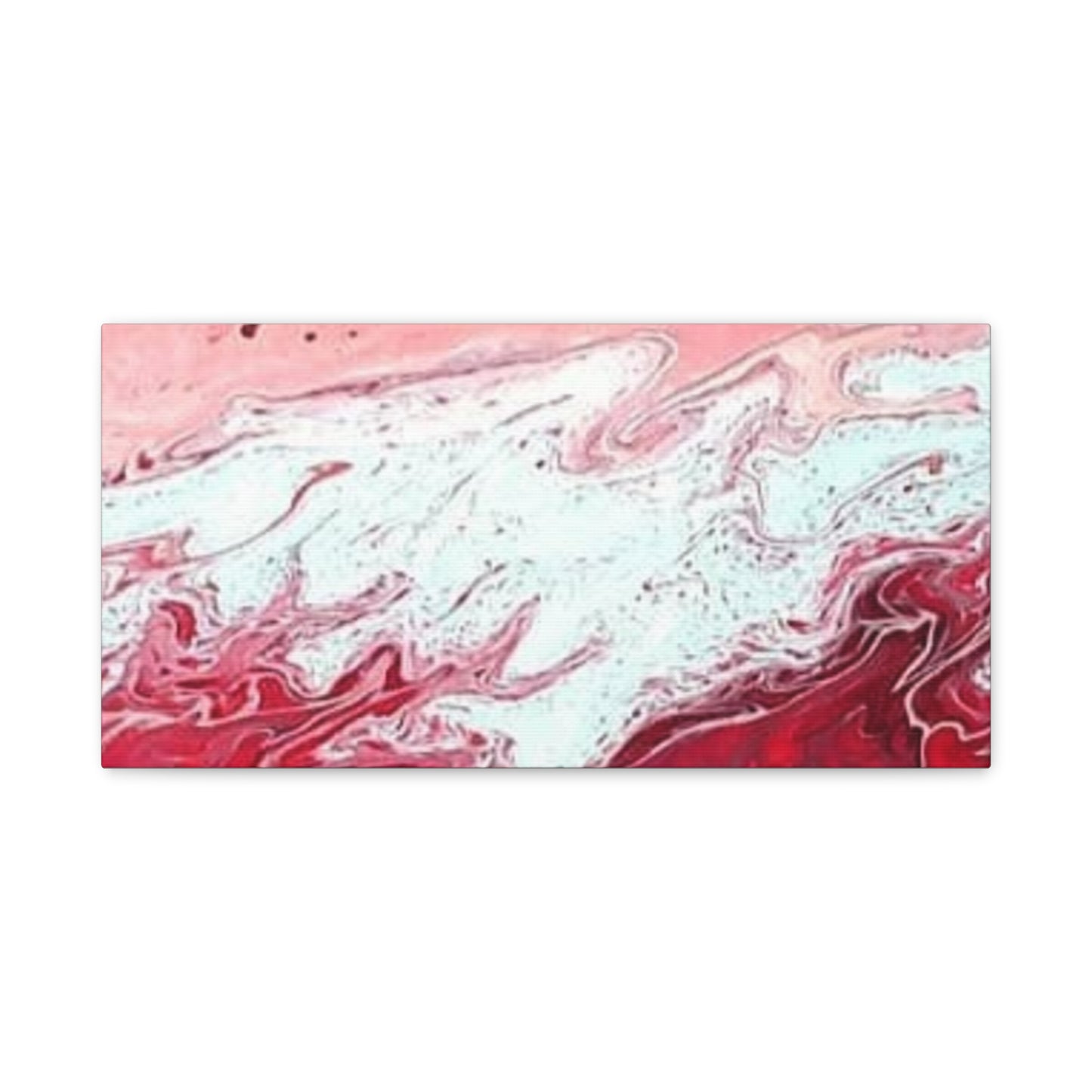Abstract Pink & Red Fluid Art Canvas — Matte Stretched Wall Art