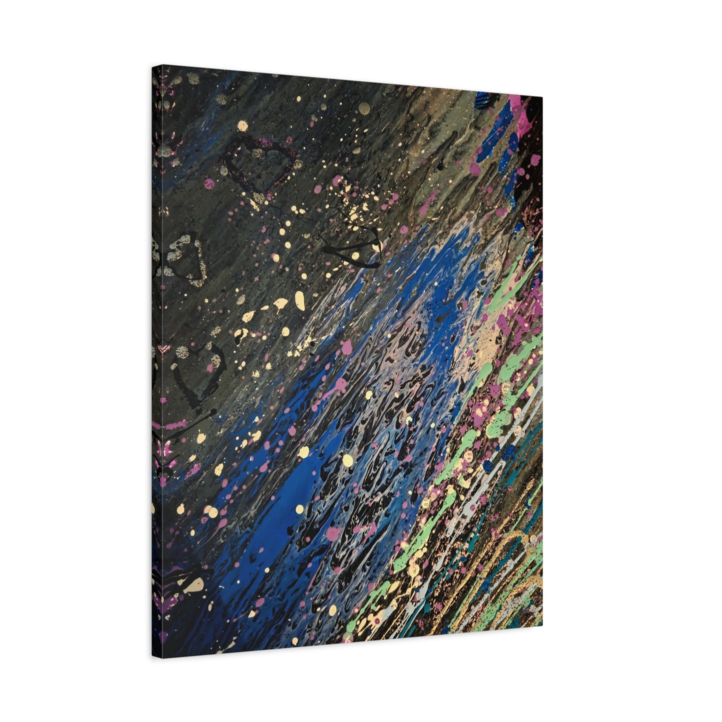 Abstract Splatter Matte Canvas Print — Colorful Fluid Art Wall Decor, Stretched 1.25"