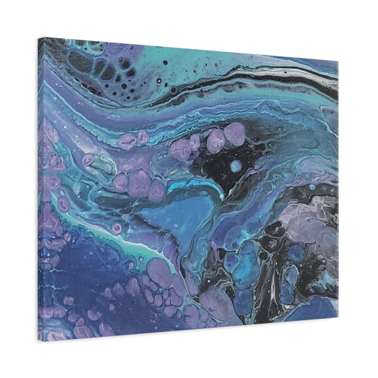 Abstract Ocean Wave Matte Canvas Print — Blue & Purple Fluid Art, Stretched 1.25"
