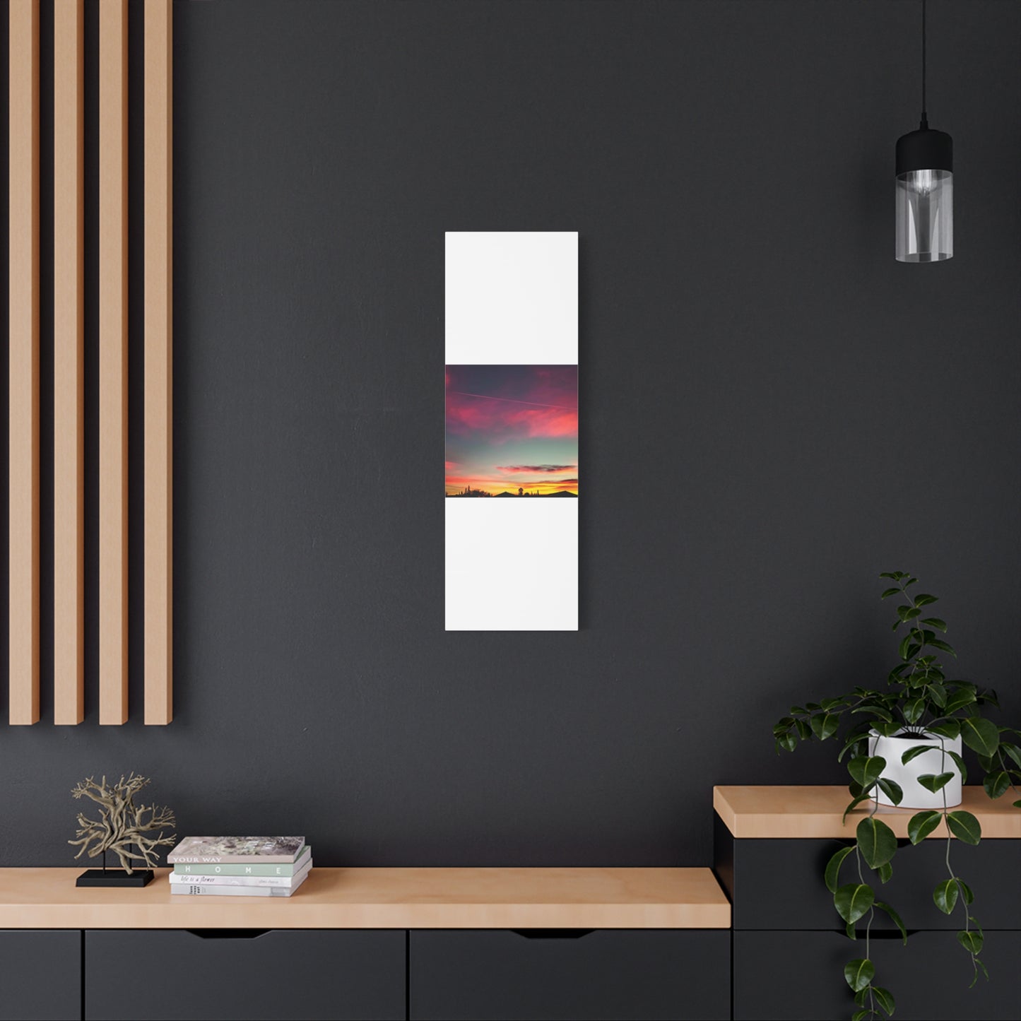 pink sky at morning - Horizon Matte Canvas Print — Vibrant Pink & Teal Sky Wall Art, Stretched 1.25"