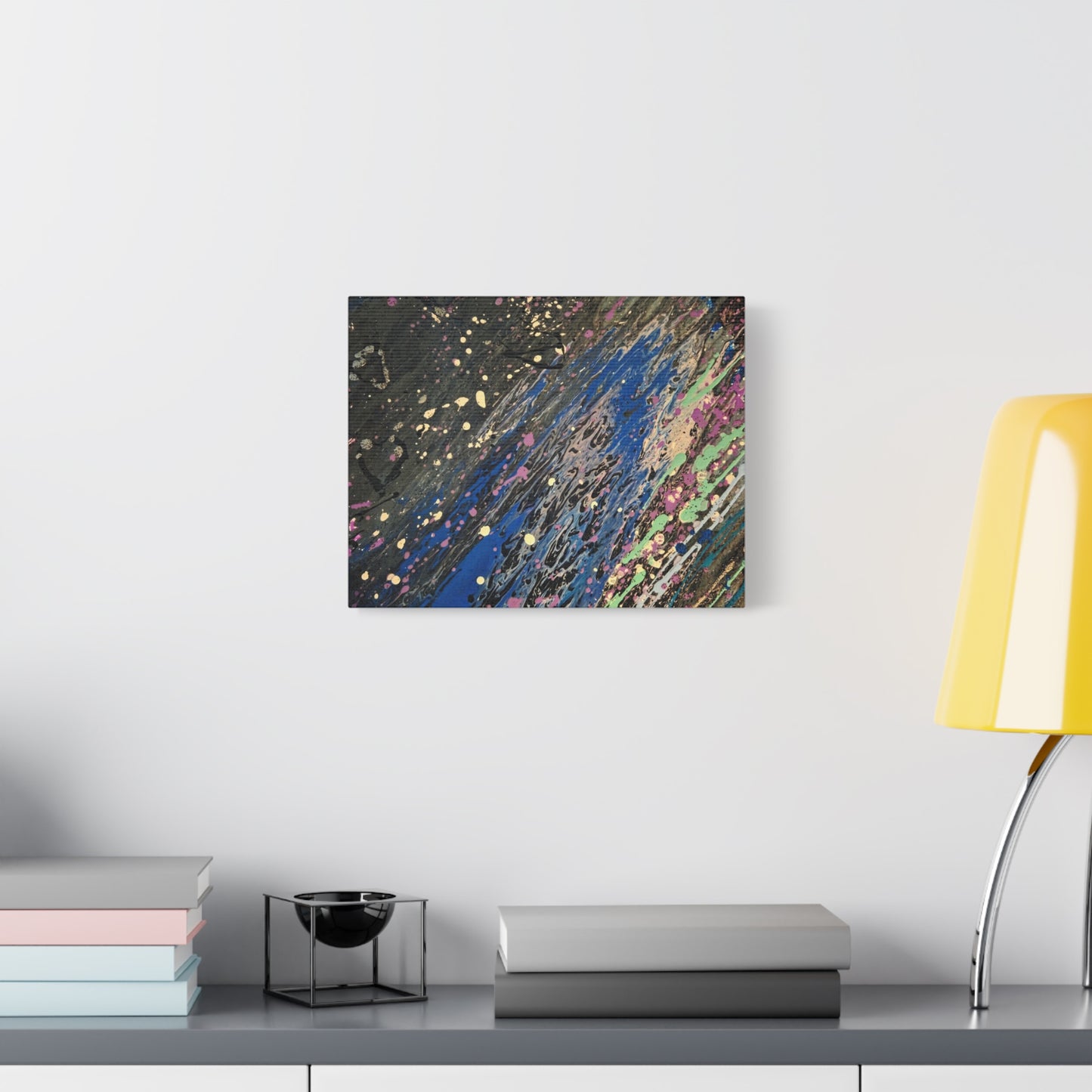 Abstract Splatter Matte Canvas Print — Colorful Fluid Art Wall Decor, Stretched 1.25"