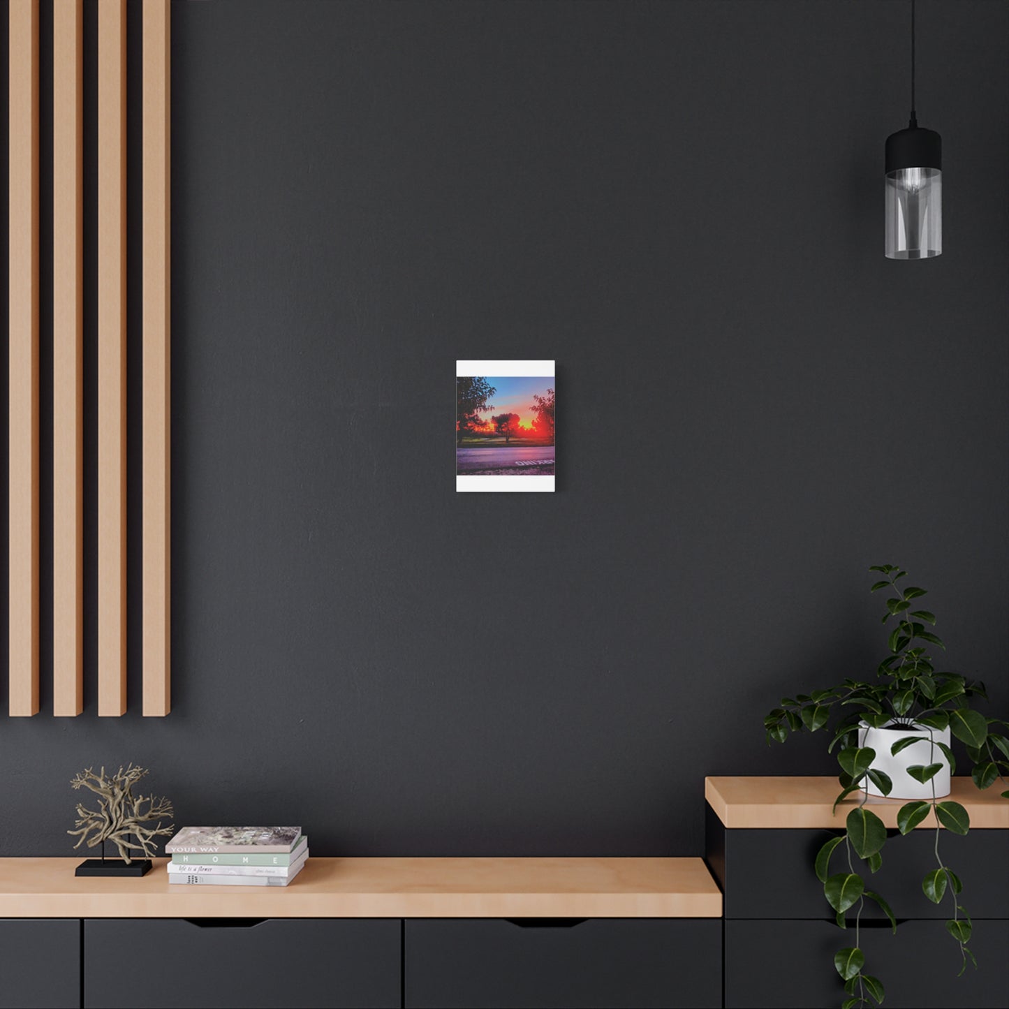 4th green @muni - Sunset Park Matte Canvas Print — Vibrant Red & Orange Landscape Wall Art