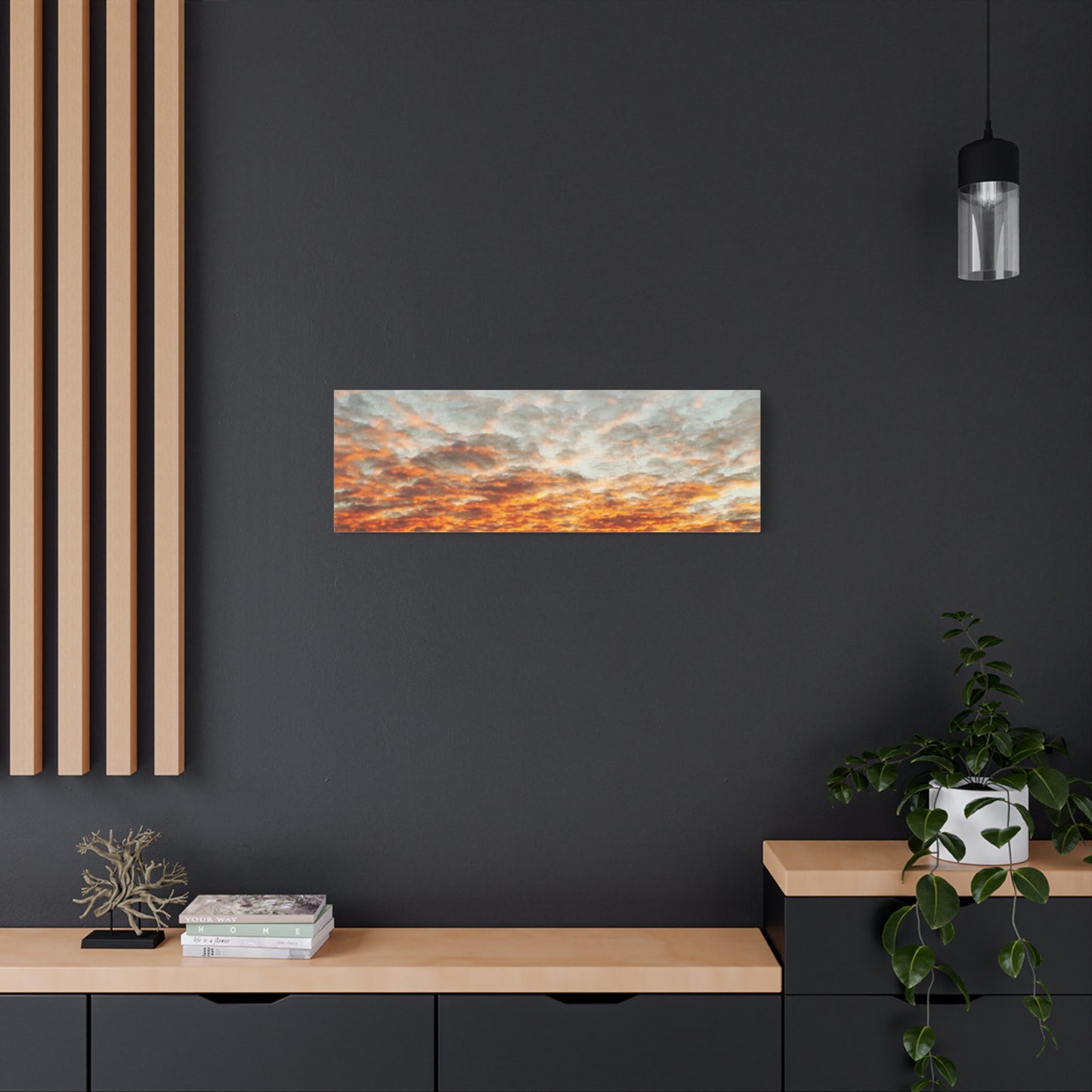 Sunset Sky Canvas Print — Orange Cloudscape Matte Stretched Wall Art
