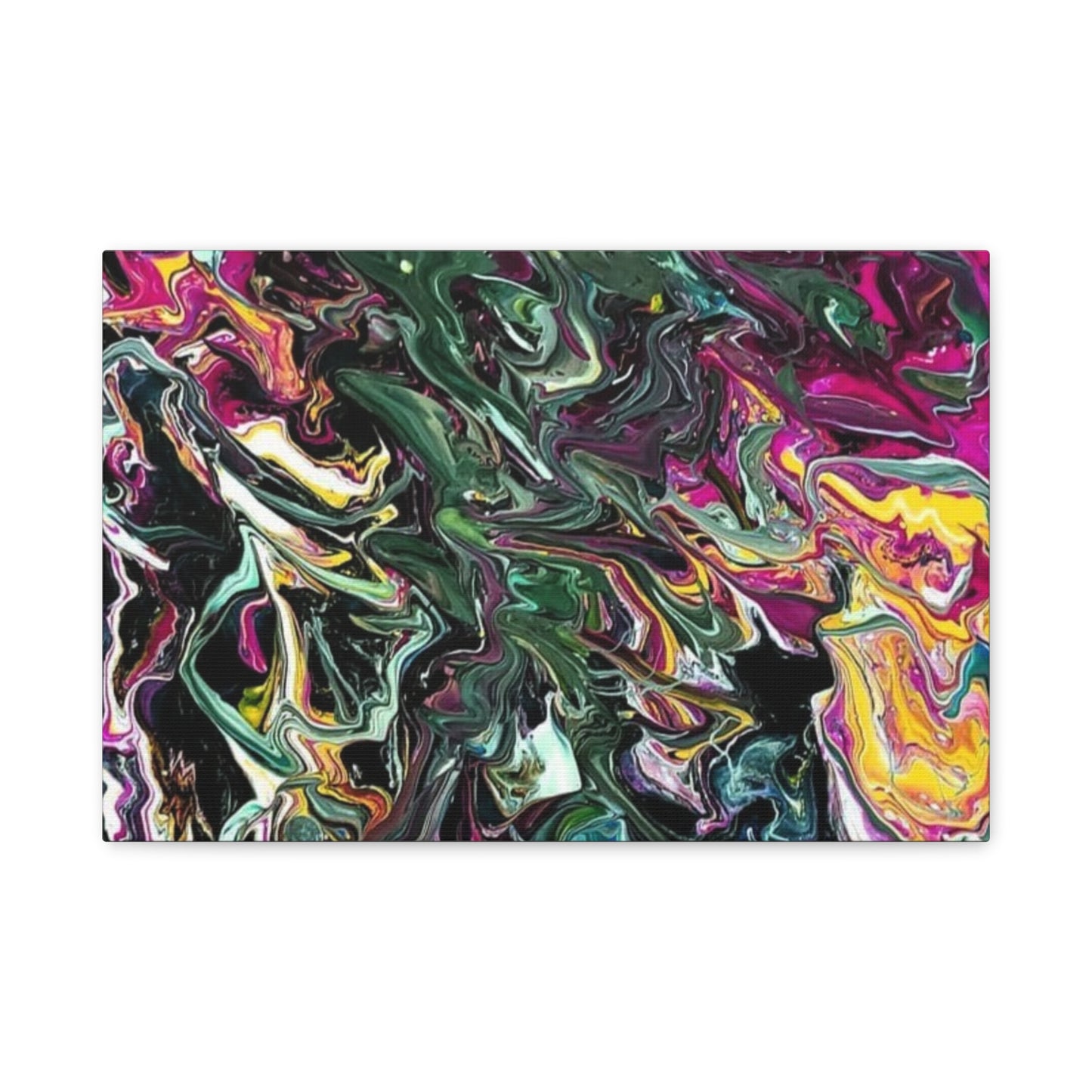 chaos in the garden - Abstract Fluid Art Matte Canvas Print - Colorful Swirl Wall Art