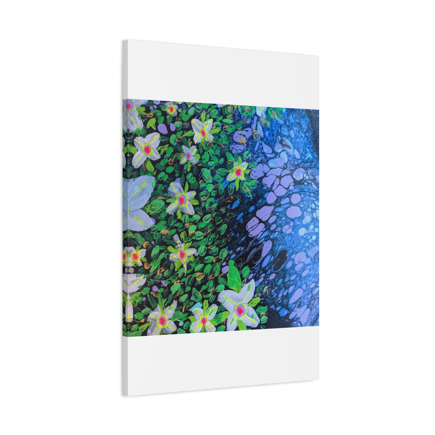 Floetrol&Flowers -  Reef Matte Canvas Wall Art — Blue & Green Abstract Flower Painting