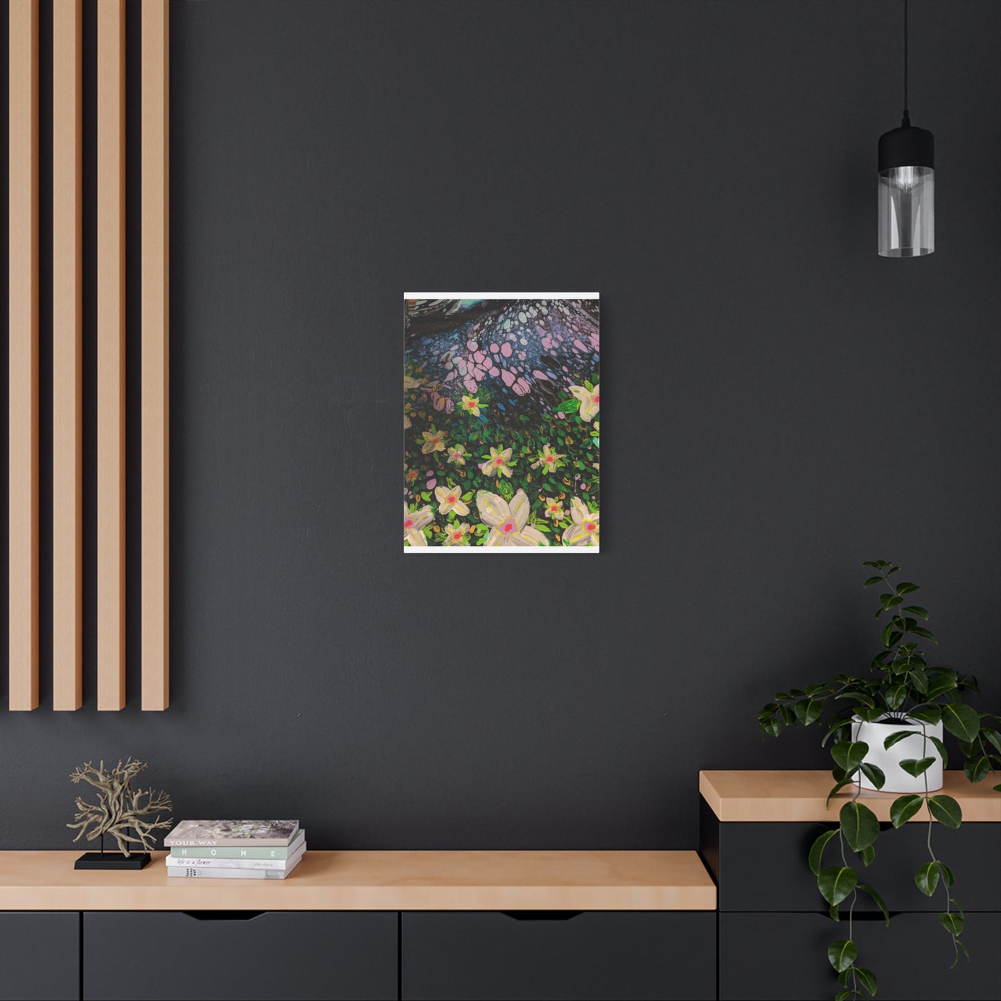 Floetrol&Flowers - Night Pour Garden Matte Canvas Print — Stretched Wall Art