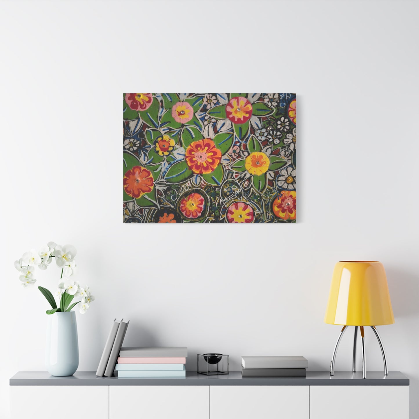 Urban_gardening-04 - Floral Pop Matte Stretched Canvas – Colorful Hand-Painted Garden Wall Art