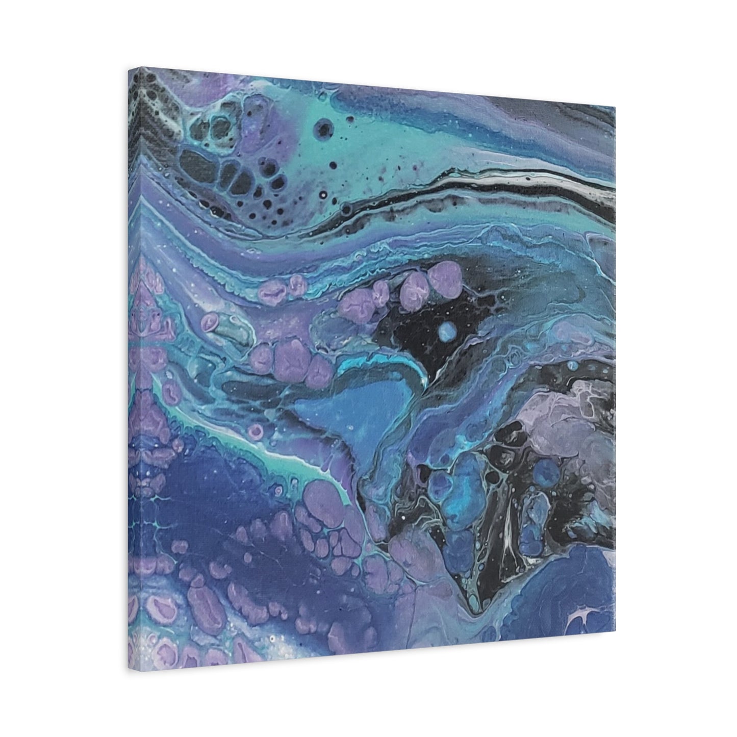 Abstract Ocean Wave Matte Canvas Print — Blue & Purple Fluid Art, Stretched 1.25"