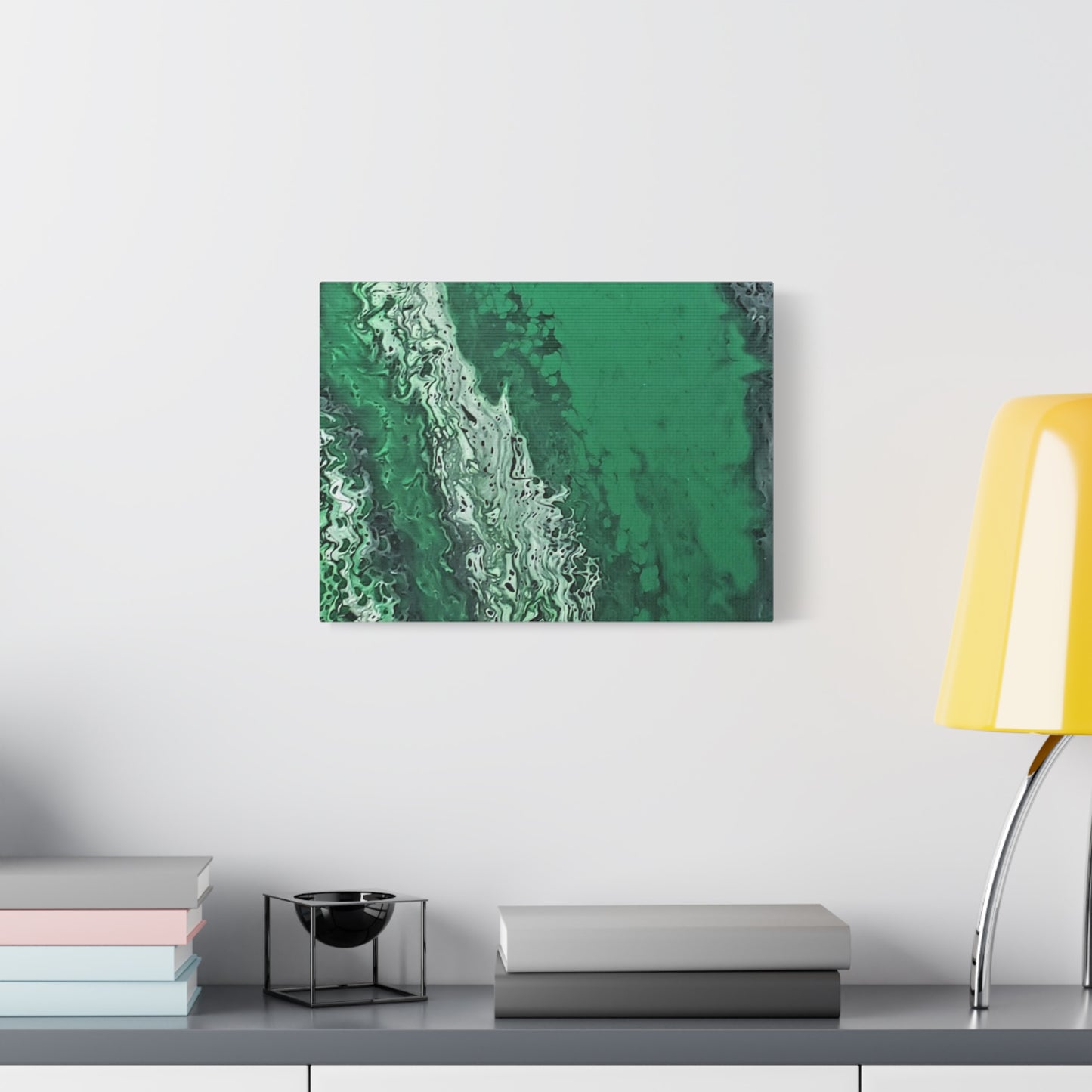 Emerald Wave Abstract Canvas Print — Matte Stretched Wall Art