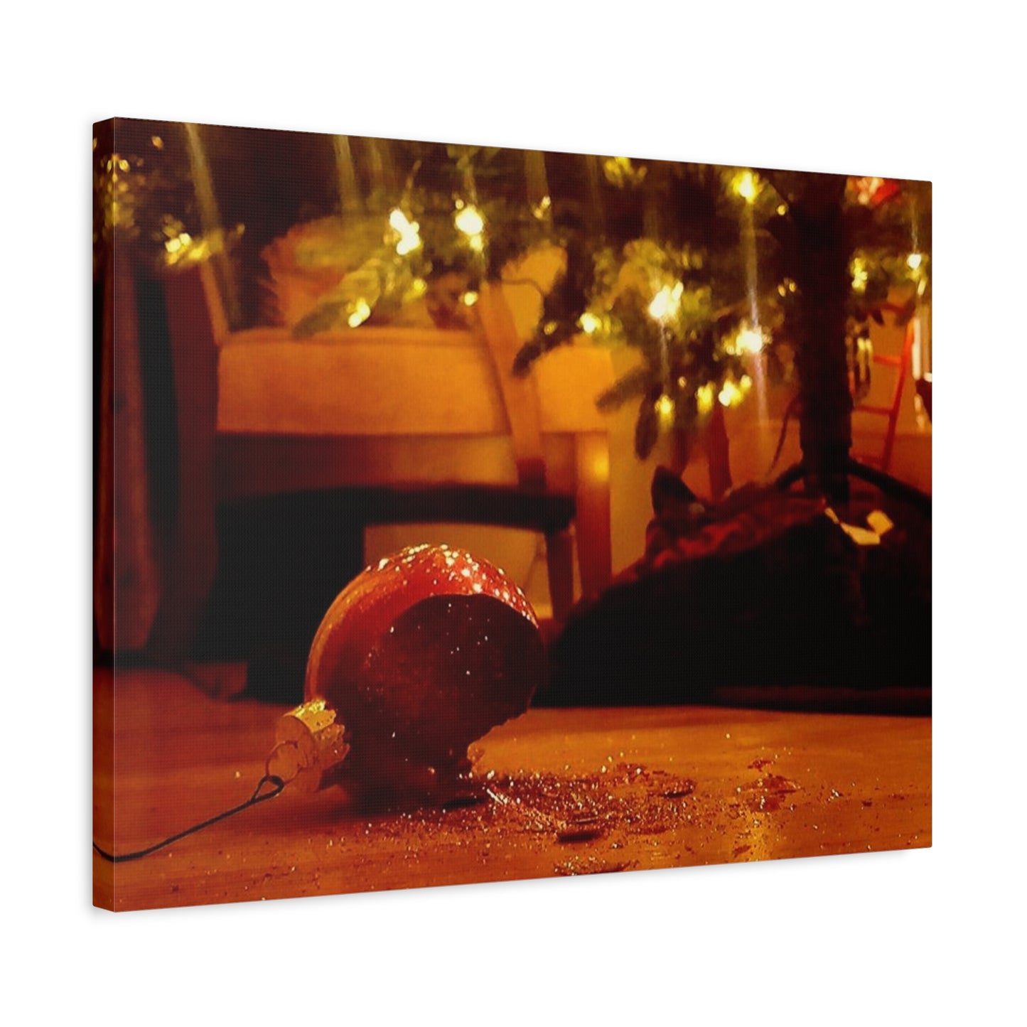Christmas Tree Ornament Photo Canvas – Cozy Holiday Still Life Wall Art