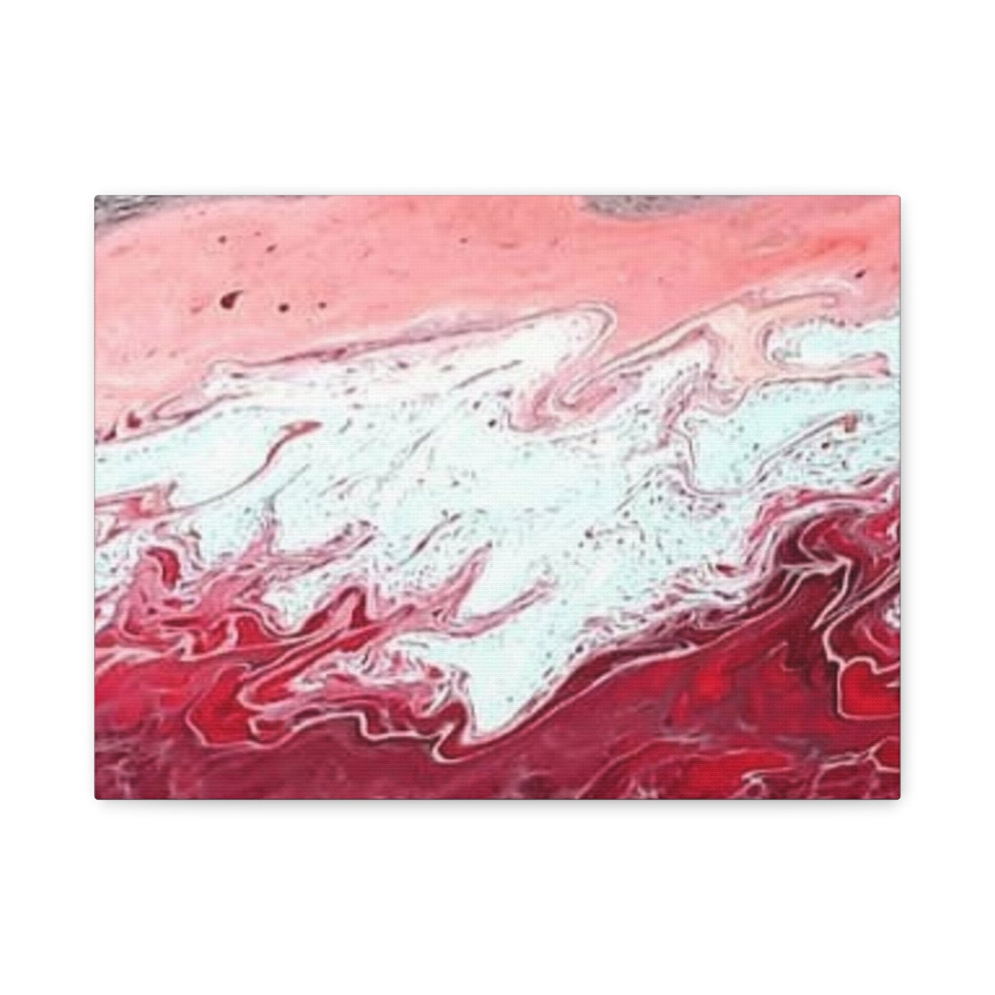 Abstract Pink & Red Fluid Art Canvas — Matte Stretched Wall Art