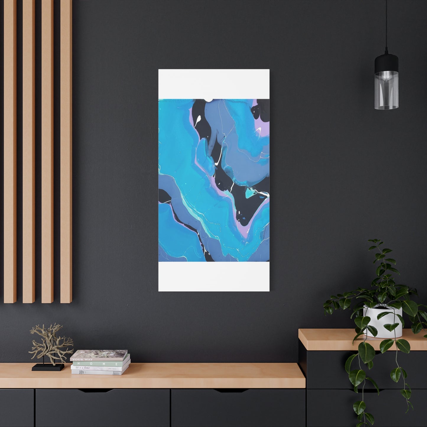 Abstract Blue Fluid Art Canvas Print — Matte Stretched Wall Art 1.25"