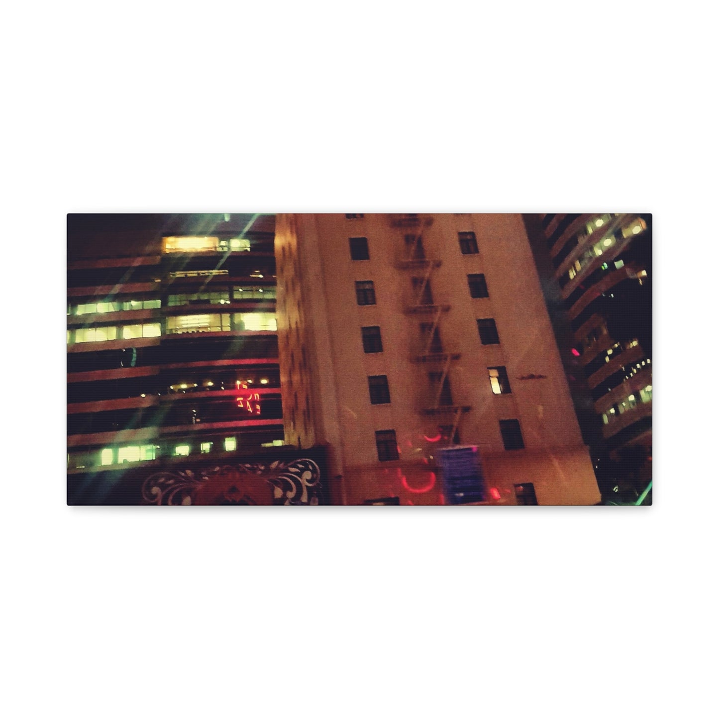 Hotel DeAnza - City Nightscape Canvas Print — Urban Street Art Building Matte Stretched 1.25"