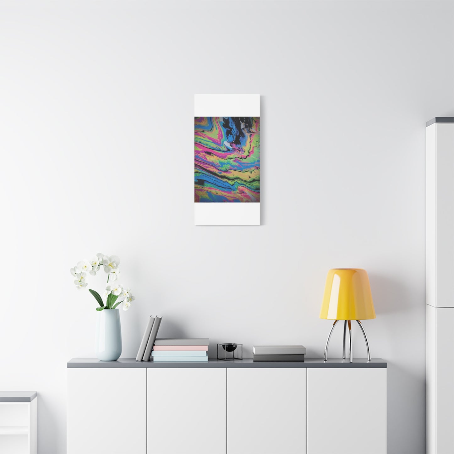 Abstract Neon Fluid Art Canvas Print — Vibrant Psychedelic Wall Decor