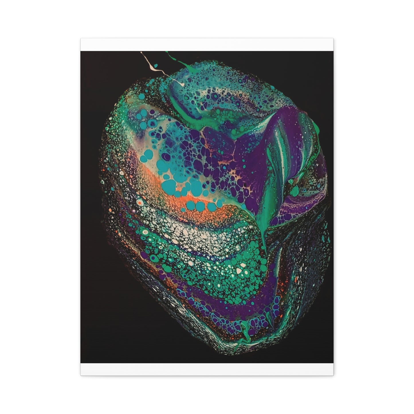 Abstract Fluid Art Canvas Print — Teal, Purple & Gold Swirl Matte Stretched Wall Art