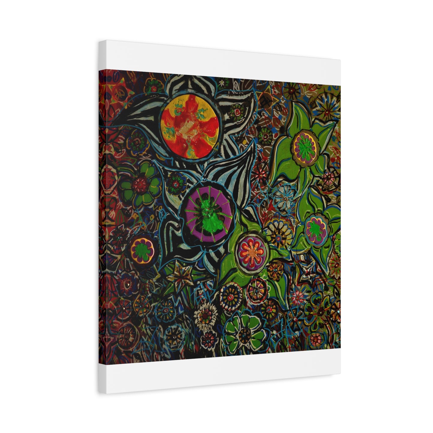 Urban_gardening-03 - Psychedelic Floral Canvas Print — Vibrant Abstract Garden Wall Art