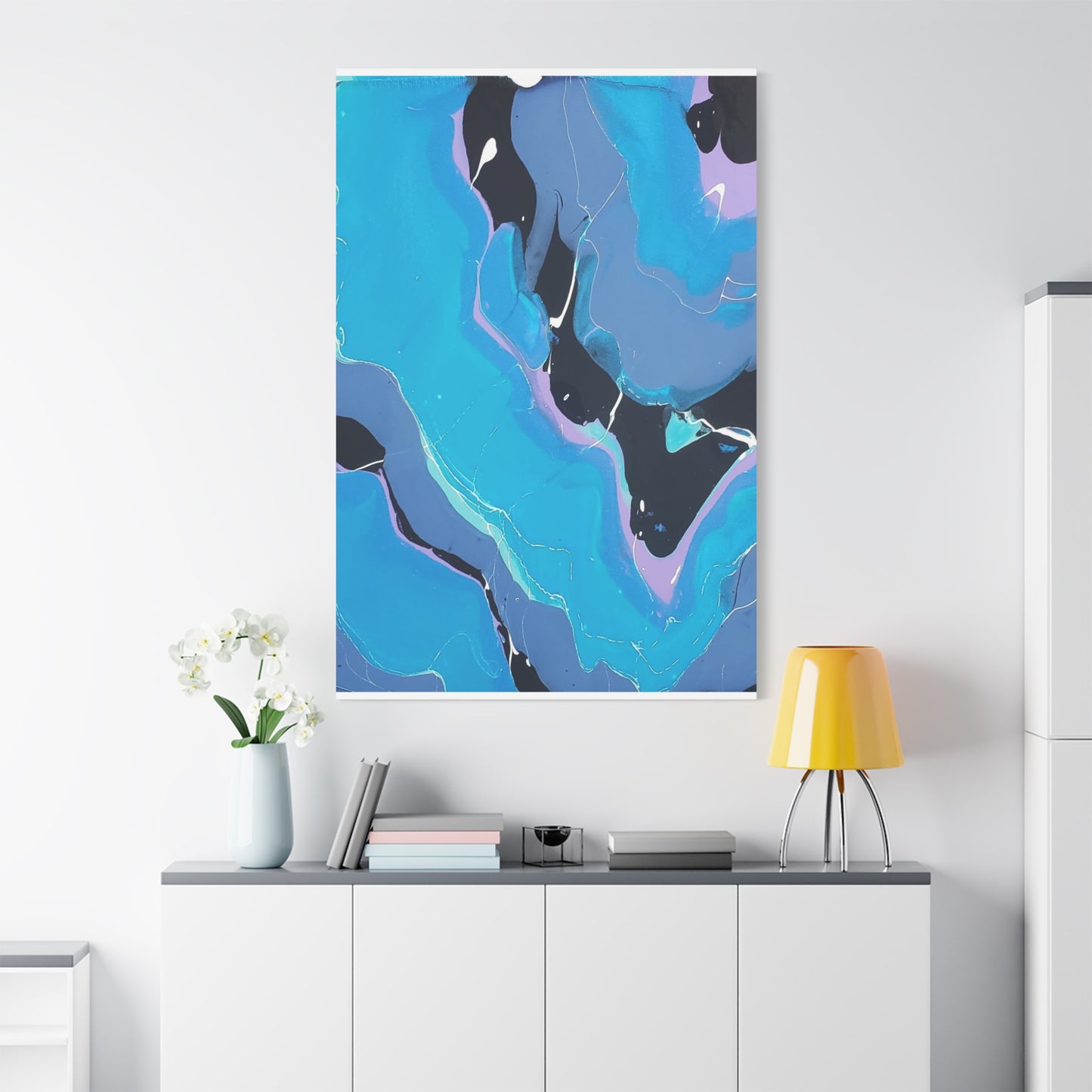 Abstract Blue Fluid Art Canvas Print — Matte Stretched Wall Art 1.25"