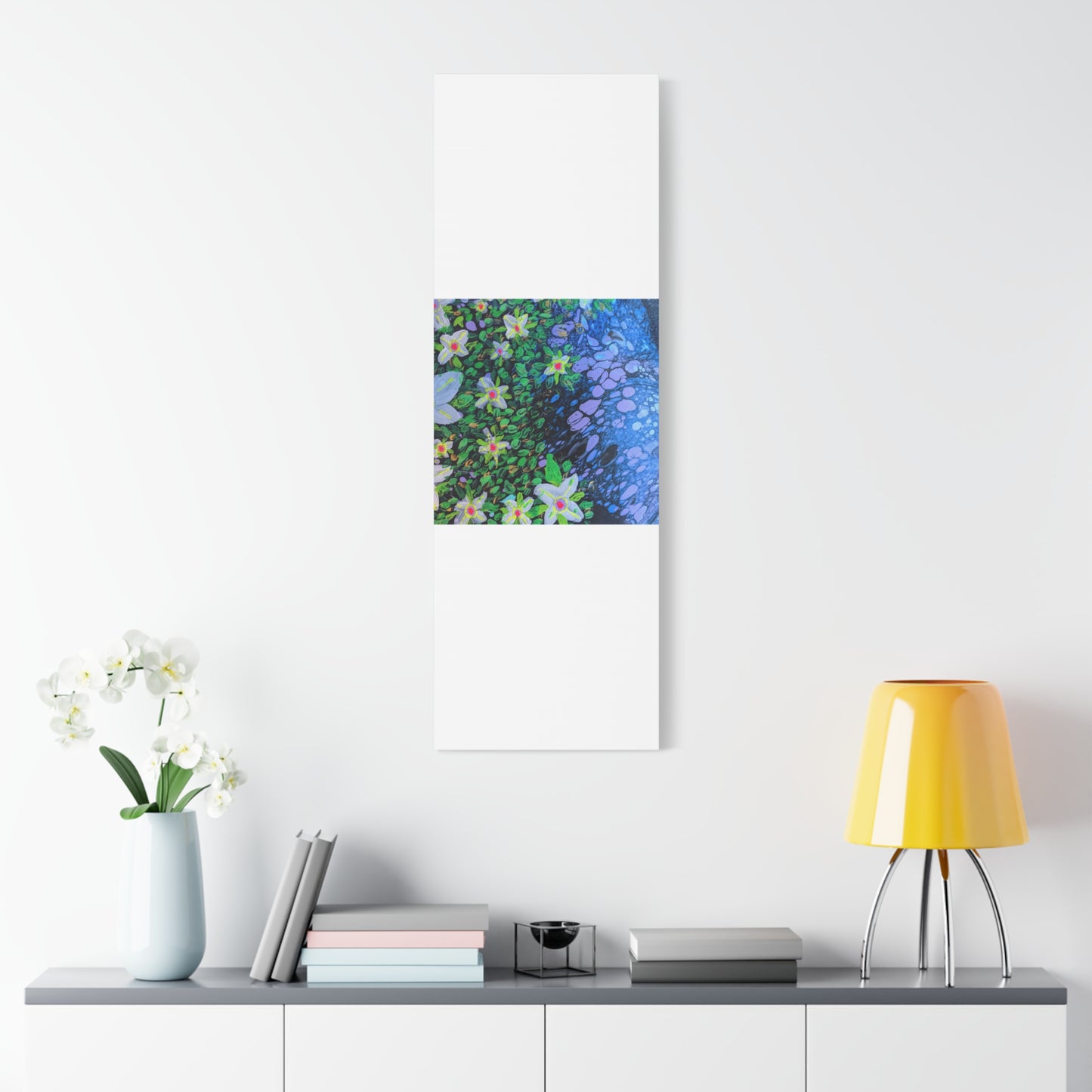 Floetrol&Flowers -  Reef Matte Canvas Wall Art — Blue & Green Abstract Flower Painting