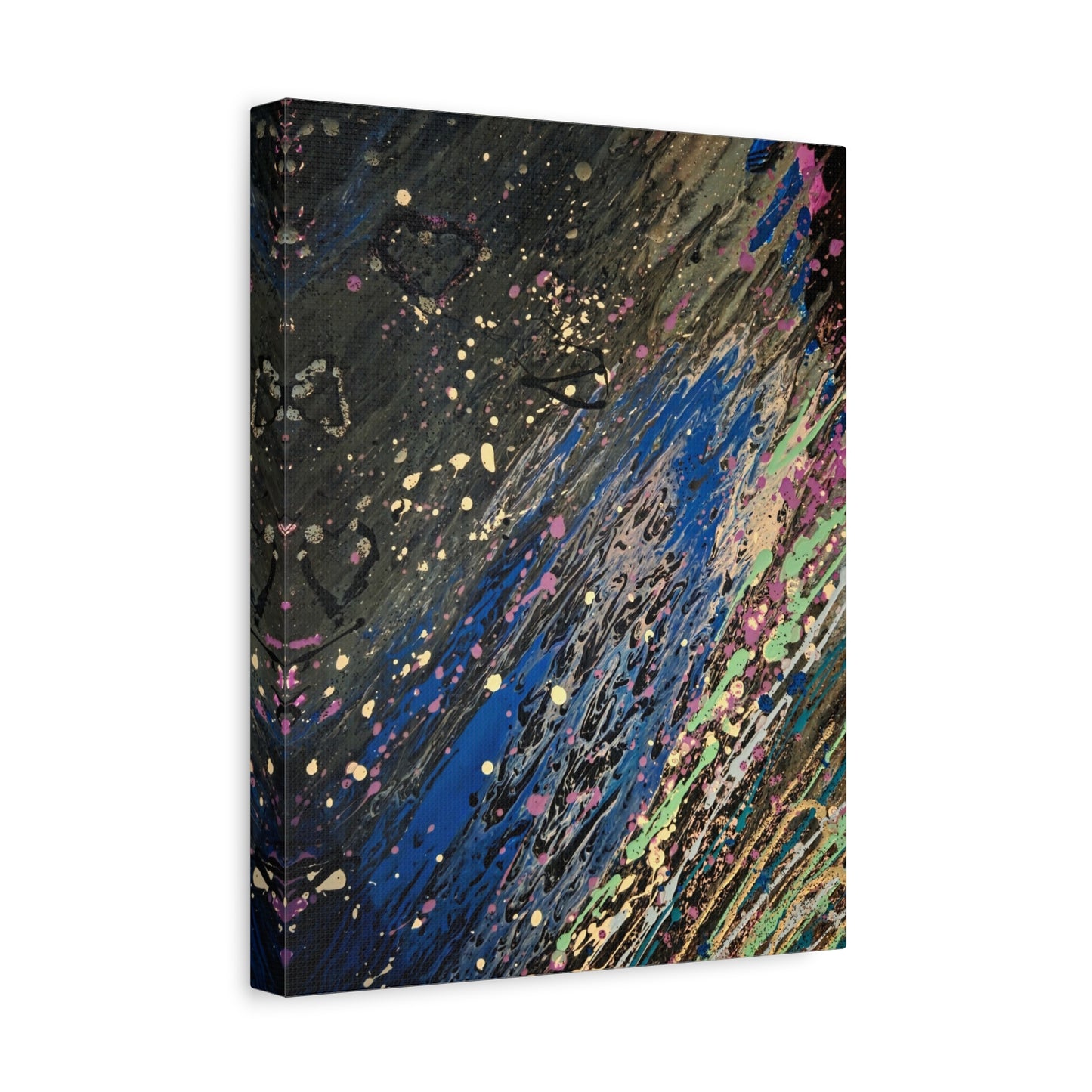 Abstract Splatter Matte Canvas Print — Colorful Fluid Art Wall Decor, Stretched 1.25"