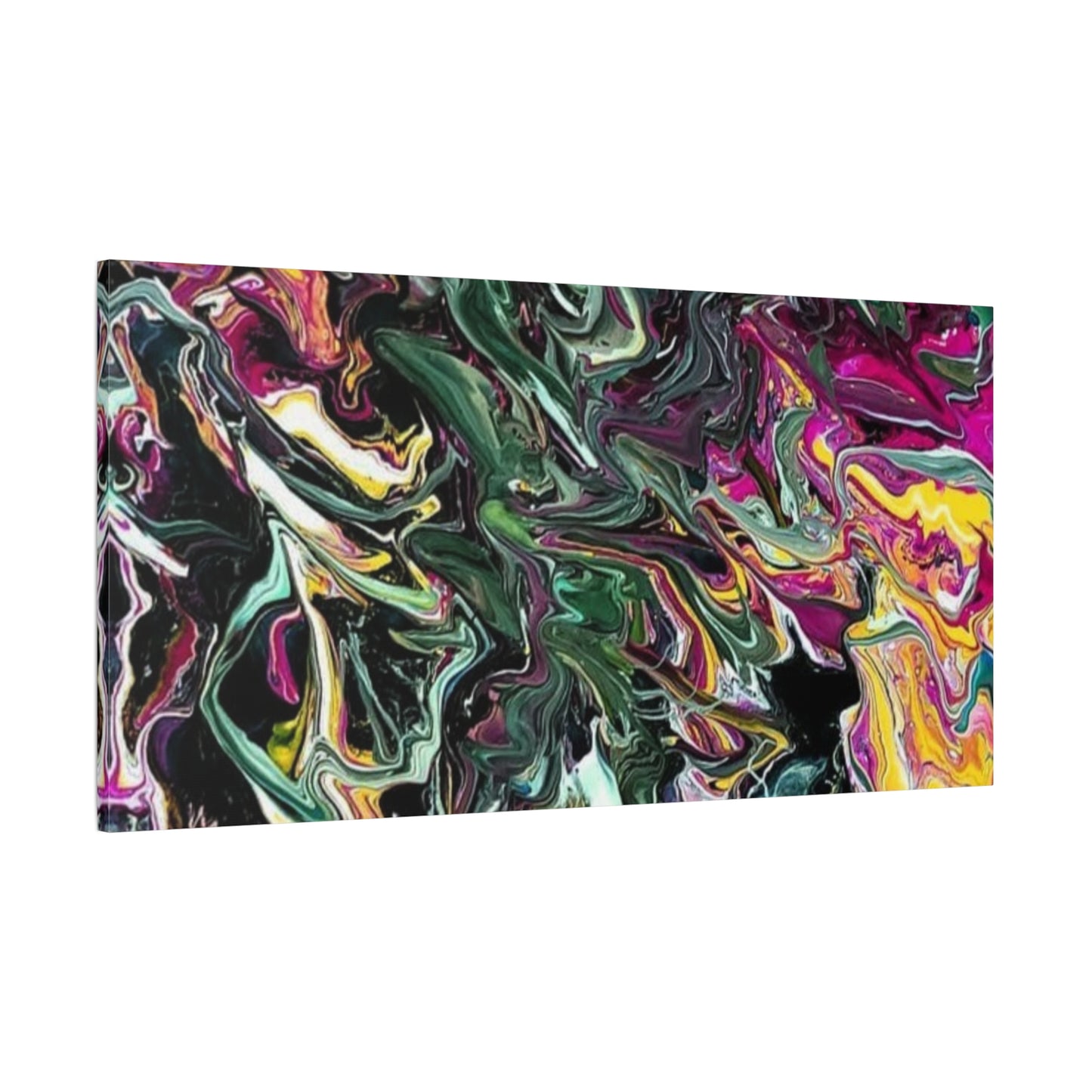 chaos in the garden - Abstract Fluid Art Matte Canvas Print - Colorful Swirl Wall Art