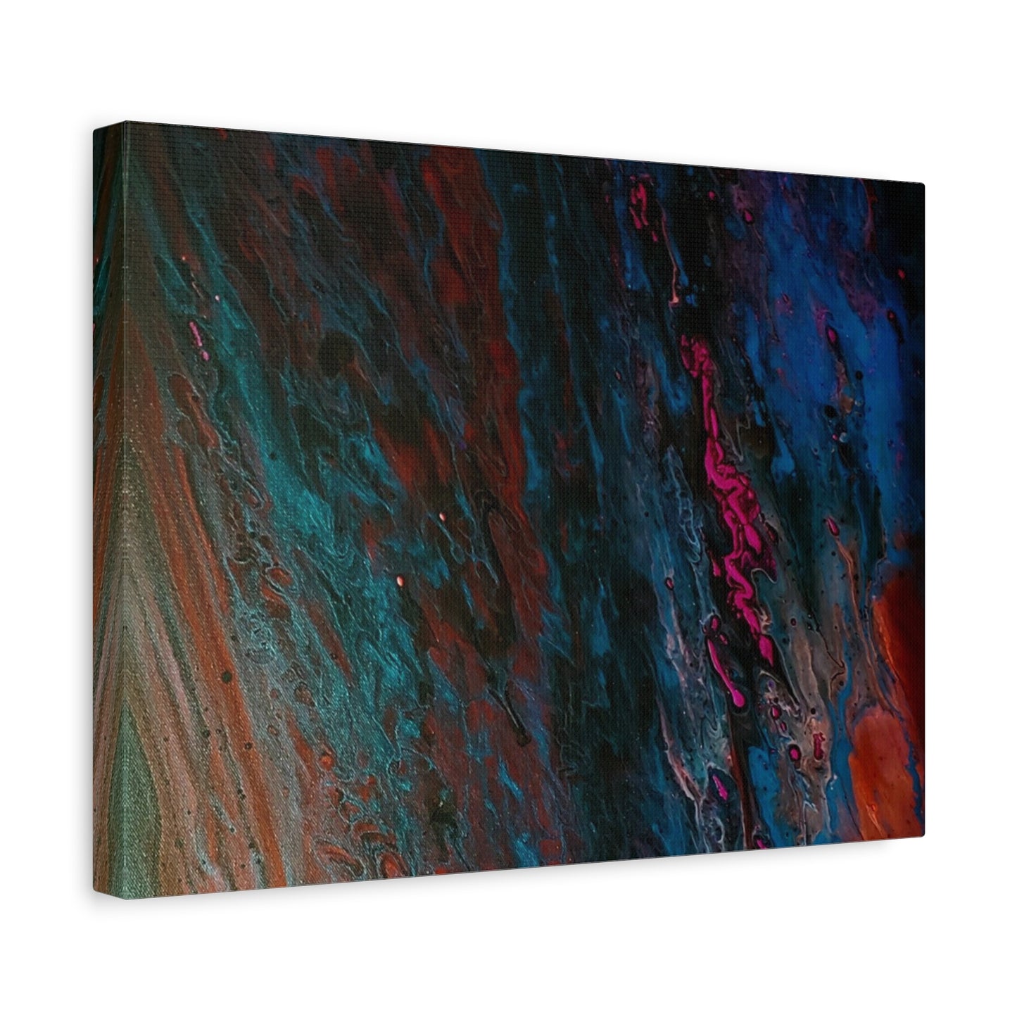 Abstract Fluid Art Canvas Wall Art - Jupiter pour — Vibrant Ocean Night Matte Stretched Canvas