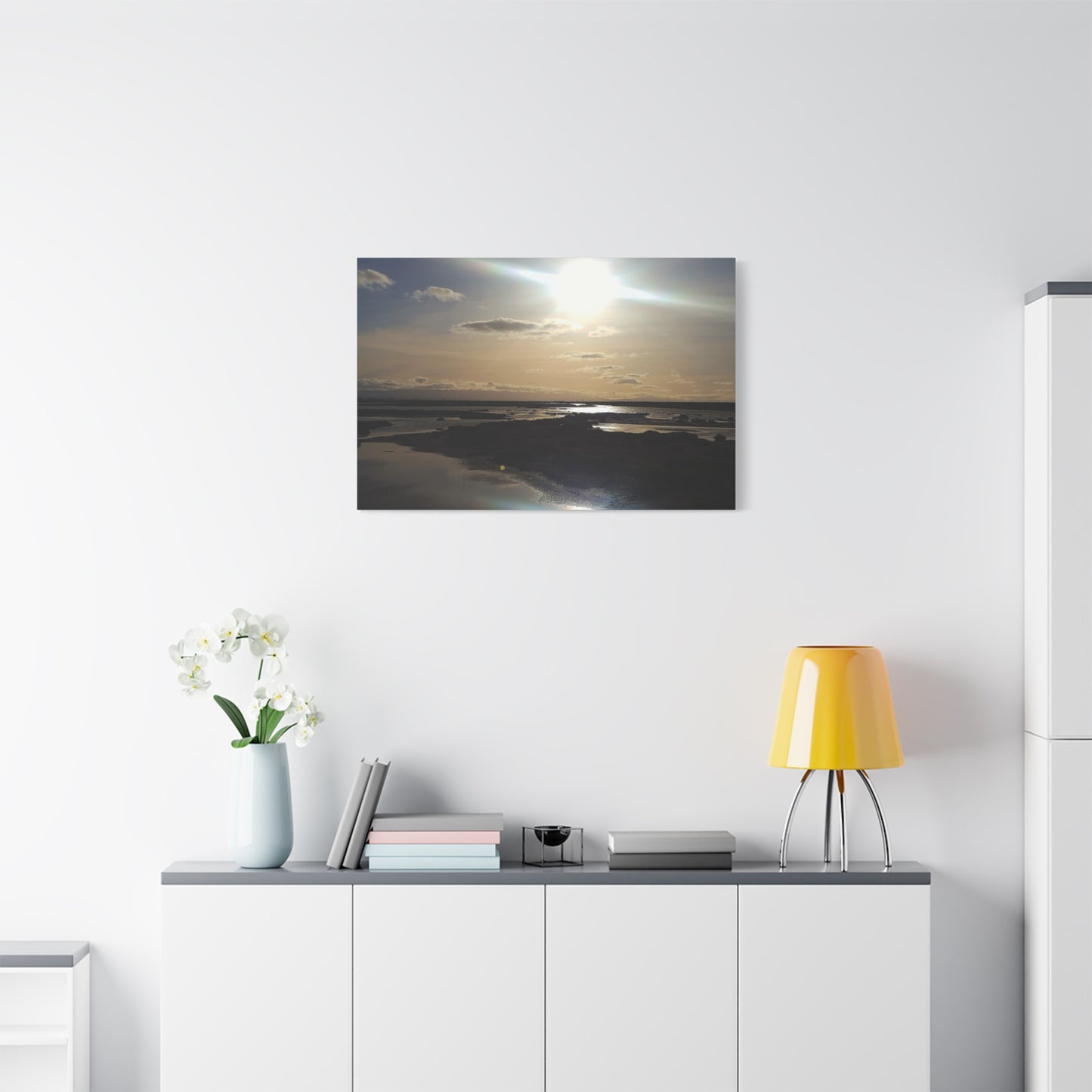 Sunlit Coastal Reflection (don edwards preserve)Canvas Print — Matte Stretched Wall Art