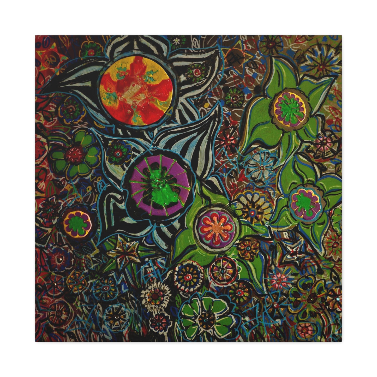 Urban_gardening-03 - Psychedelic Floral Canvas Print — Vibrant Abstract Garden Wall Art