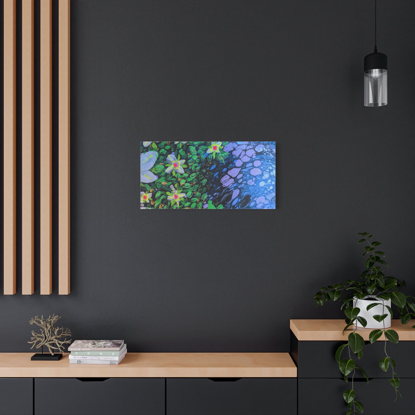 Floetrol&Flowers -  Reef Matte Canvas Wall Art — Blue & Green Abstract Flower Painting