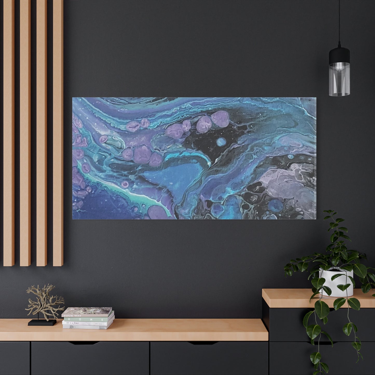 Abstract Ocean Wave Matte Canvas Print — Blue & Purple Fluid Art, Stretched 1.25"