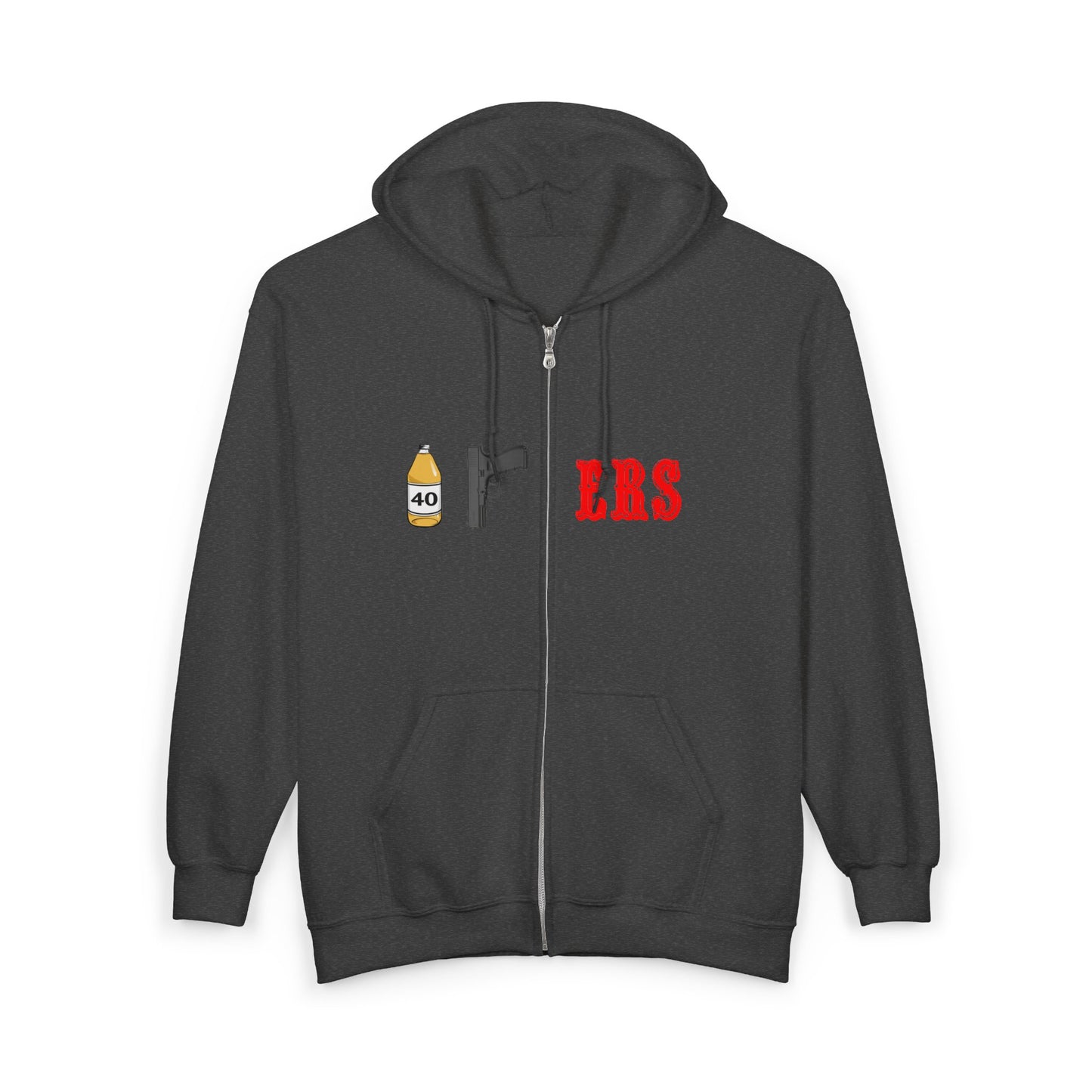 Zip Hoodie "40oz PERS" Graphic Full-Zip Hooded Sweatshirt — Urban Streetwear Gift