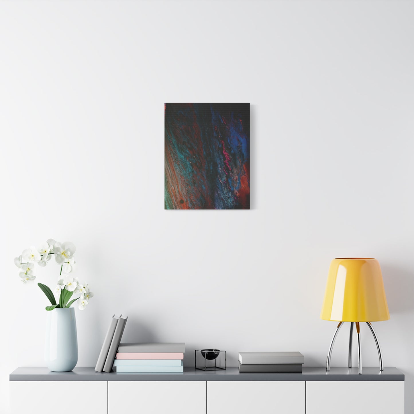 Abstract Fluid Art Canvas Wall Art - Jupiter pour — Vibrant Ocean Night Matte Stretched Canvas