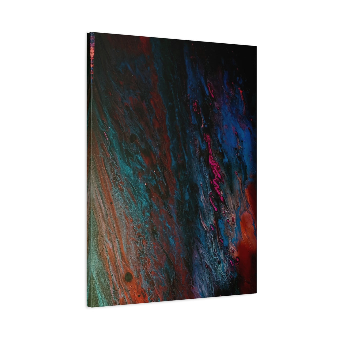 Abstract Fluid Art Canvas Wall Art - Jupiter pour — Vibrant Ocean Night Matte Stretched Canvas