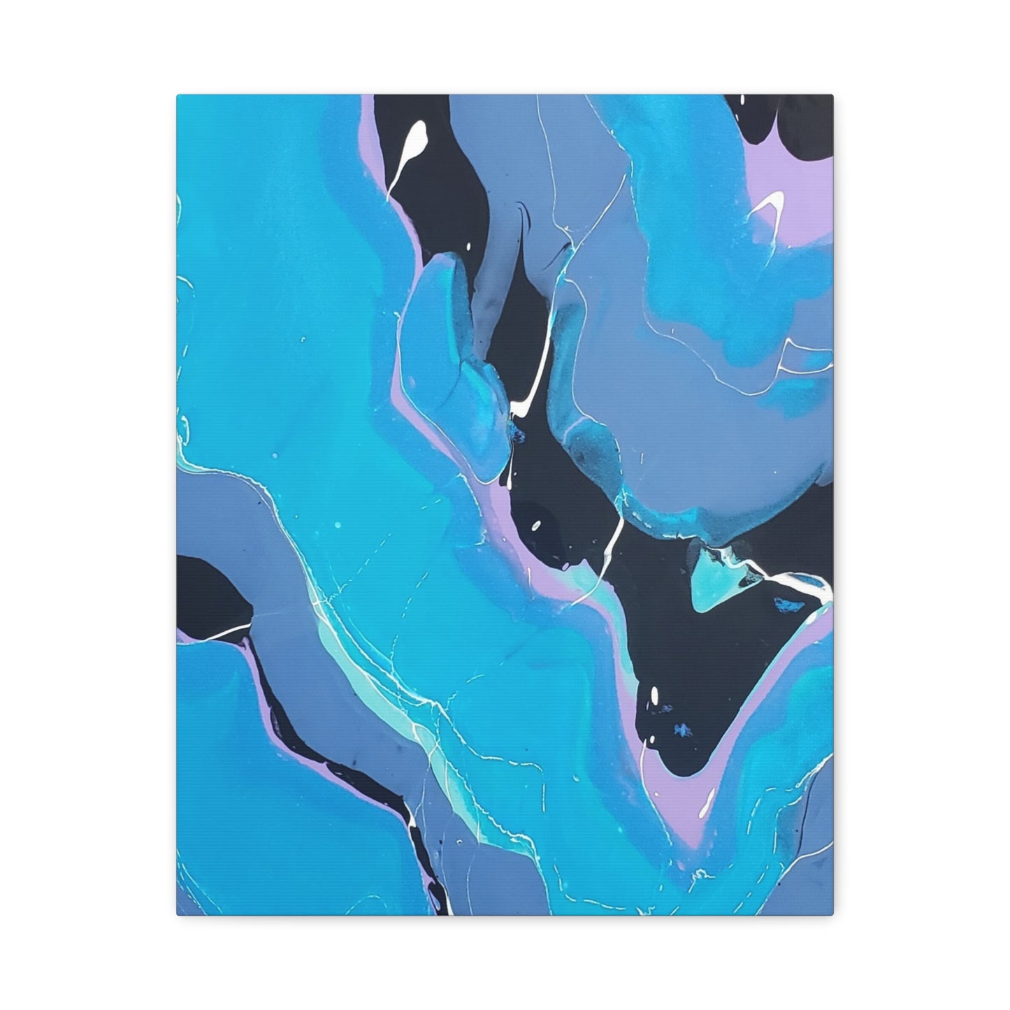 Abstract Blue Fluid Art Canvas Print — Matte Stretched Wall Art 1.25"