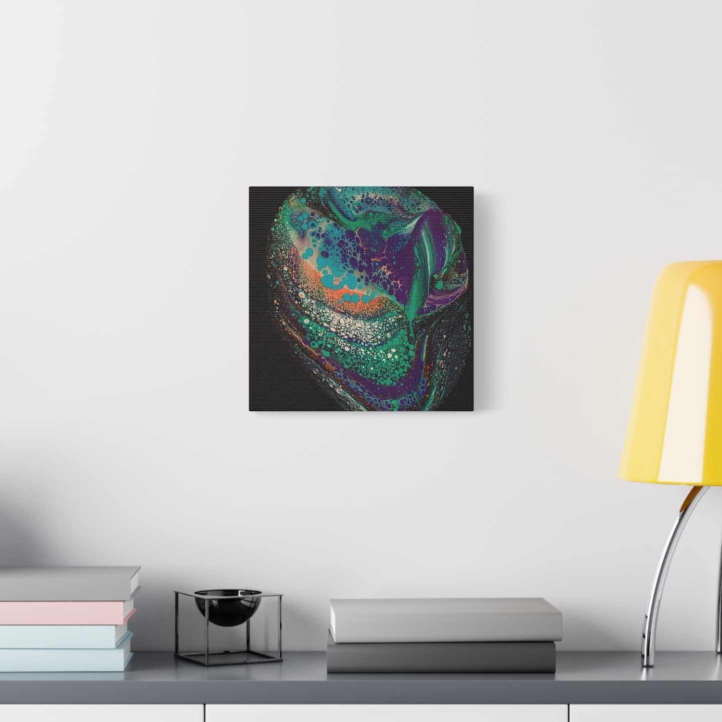 Abstract Fluid Art Canvas Print — Teal, Purple & Gold Swirl Matte Stretched Wall Art