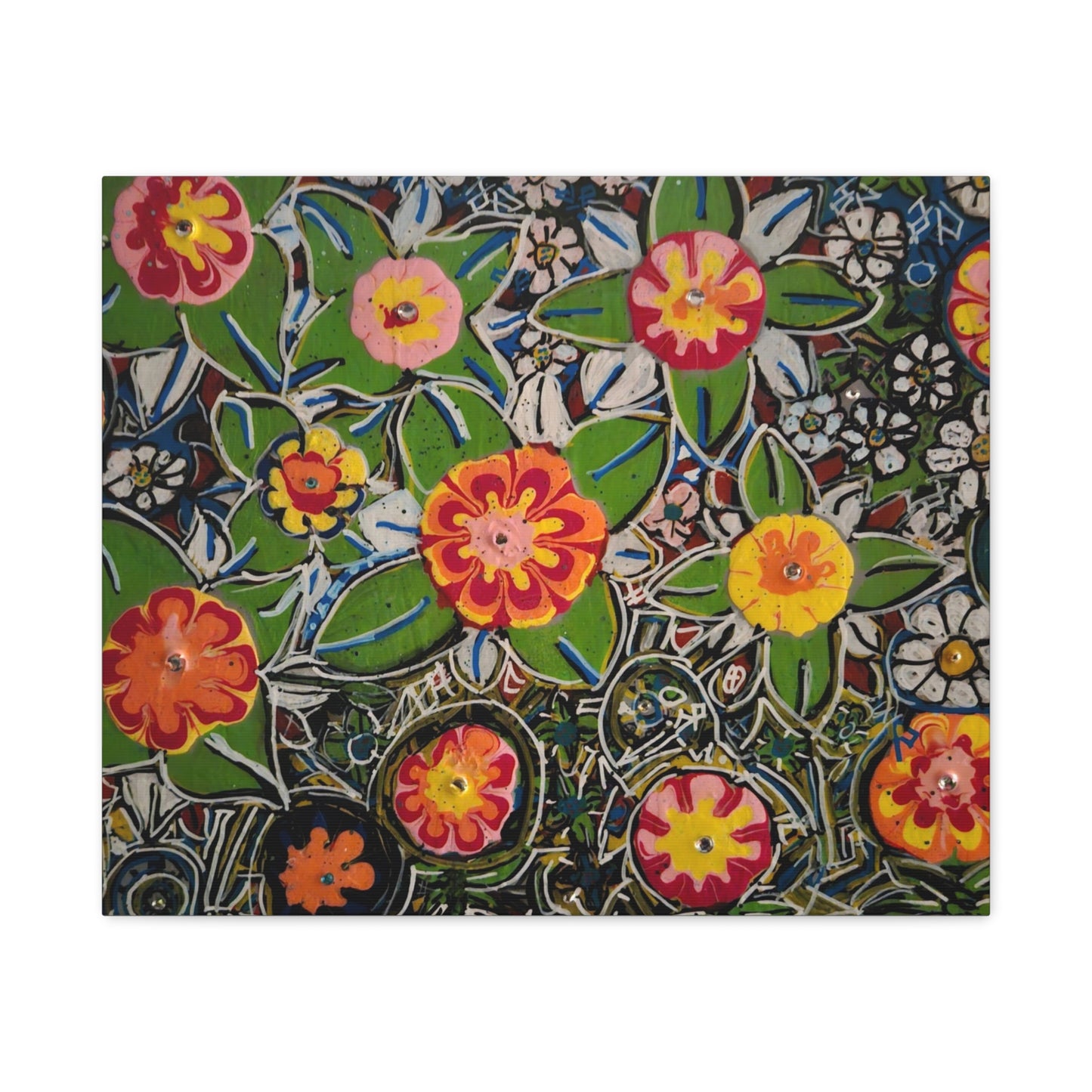 Urban_gardening-04 - Floral Pop Matte Stretched Canvas – Colorful Hand-Painted Garden Wall Art