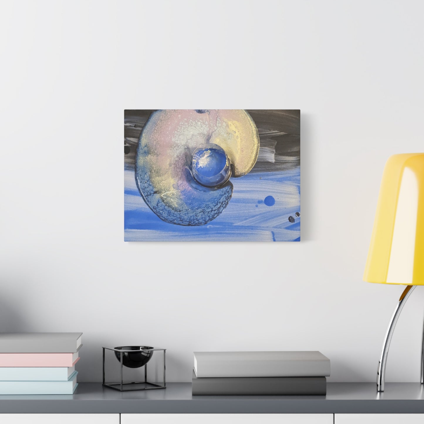 the nautilus - Abstract Blue Spiral Matte Canvas Art - Nautical Coastal Wall Decor