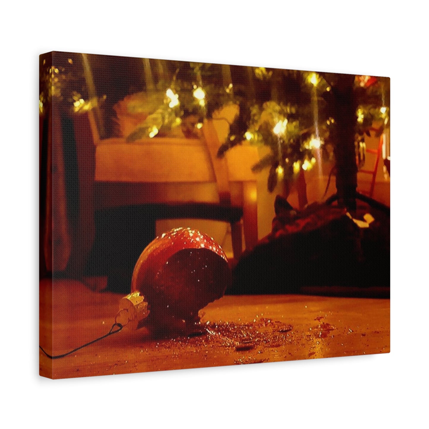 Christmas Tree Ornament Photo Canvas – Cozy Holiday Still Life Wall Art
