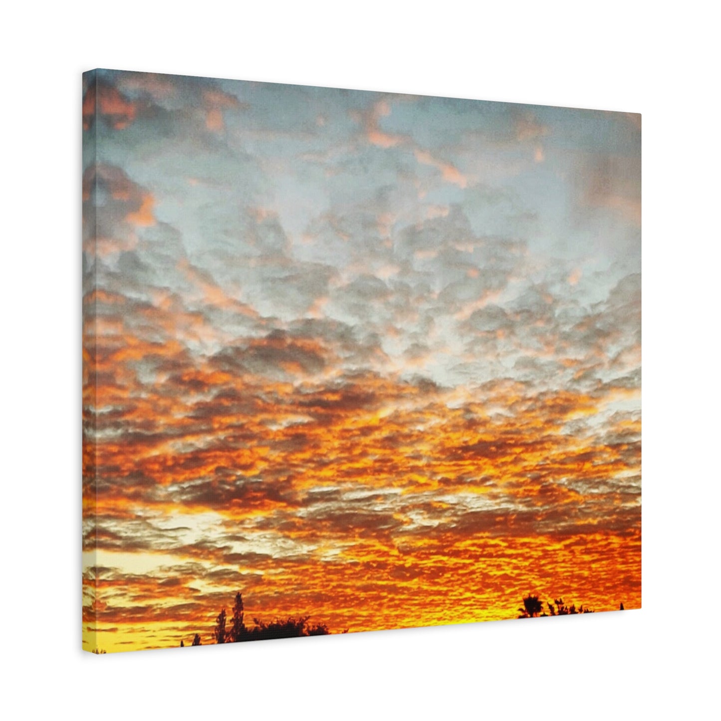 Sunset Sky Canvas Print — Orange Cloudscape Matte Stretched Wall Art