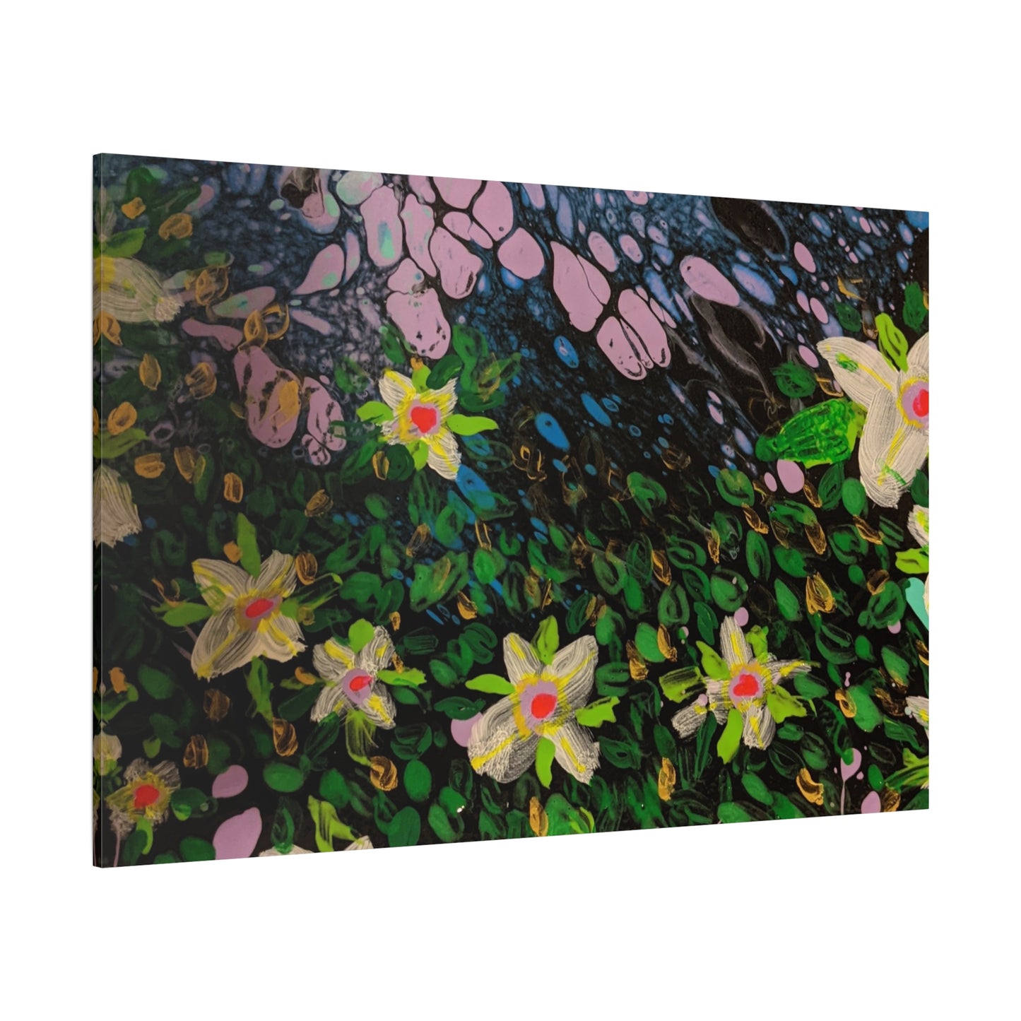 Floetrol&Flowers - Night Pour Garden Matte Canvas Print — Stretched Wall Art