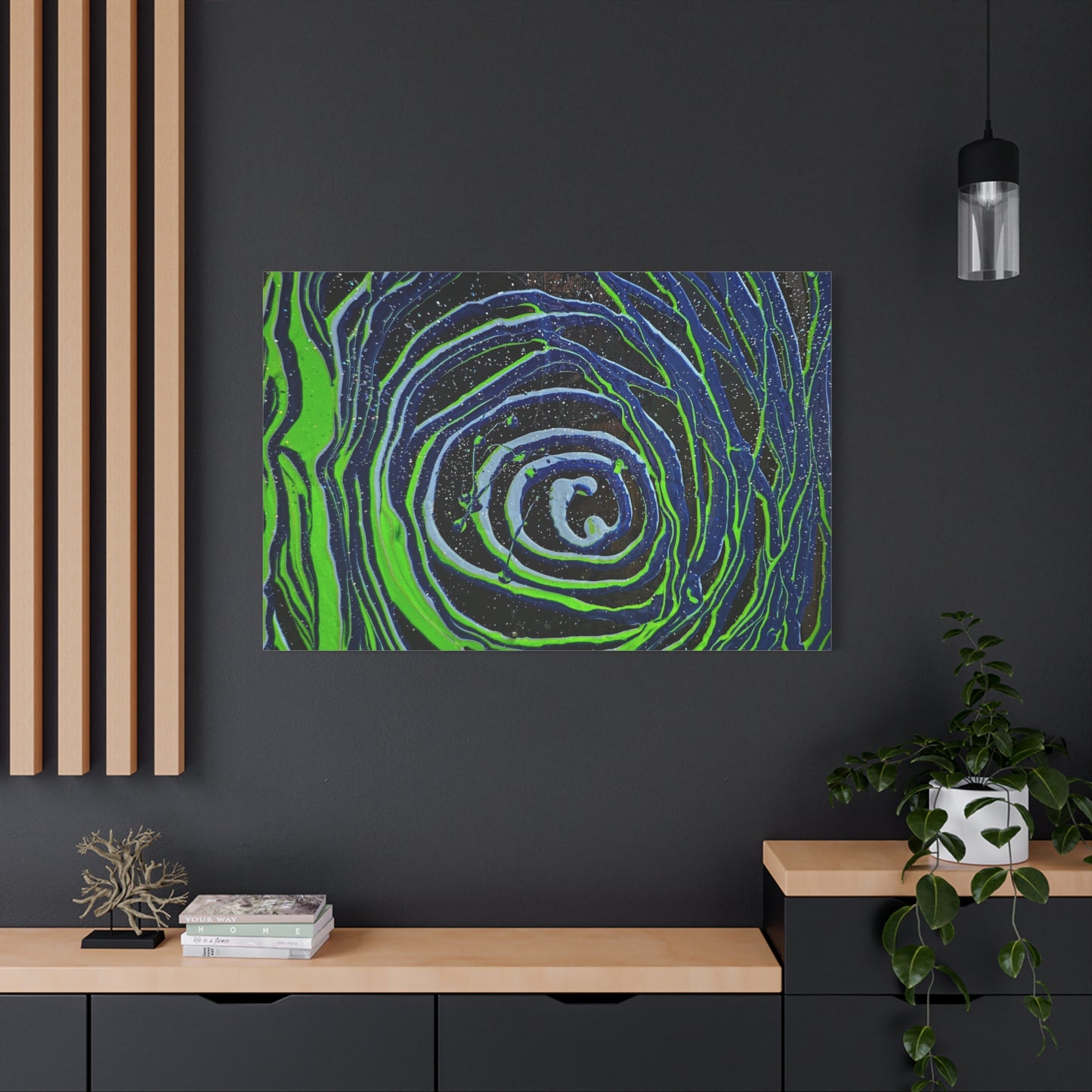 Abstract Green Swirl Matte Canvas Art — Stretched 1.25" Wall Décor