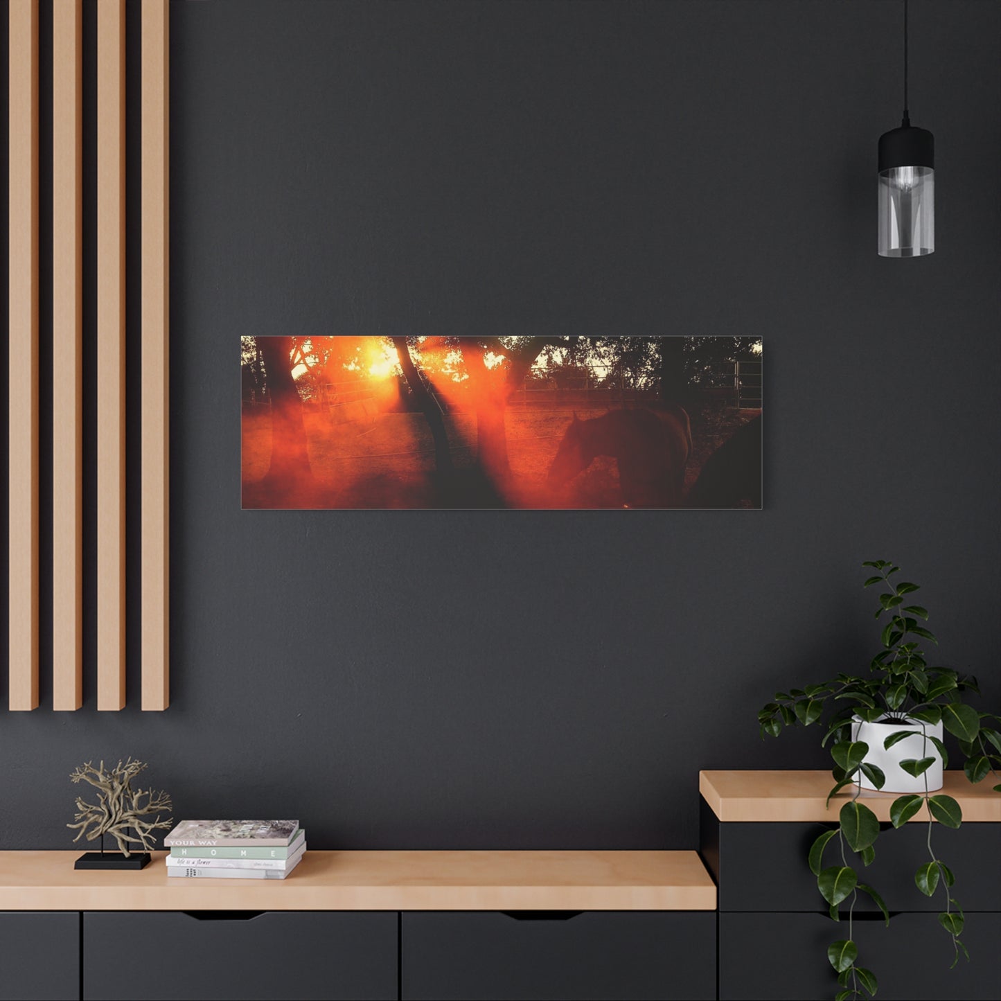 Sunset Forest Matte Canvas Wall Art — Dramatic Orange Light Photography