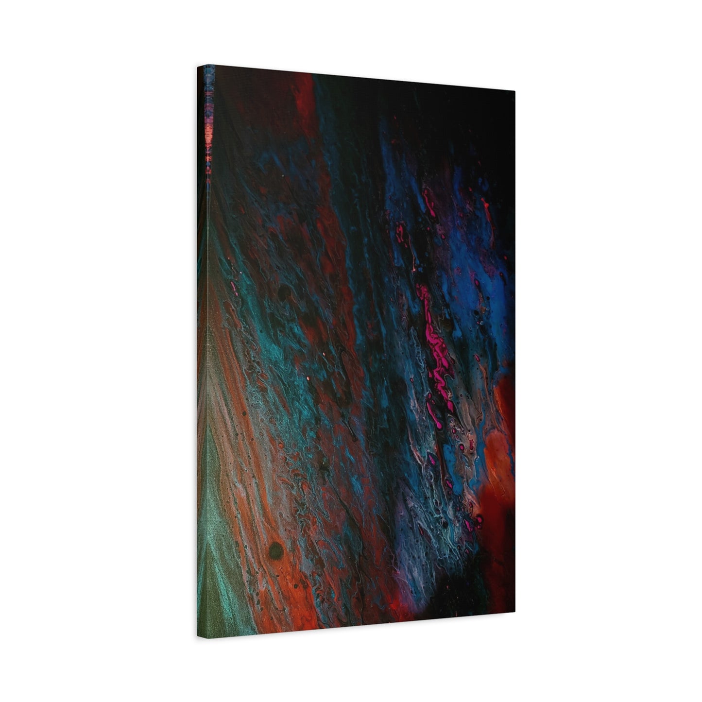 Abstract Fluid Art Canvas Wall Art - Jupiter pour — Vibrant Ocean Night Matte Stretched Canvas