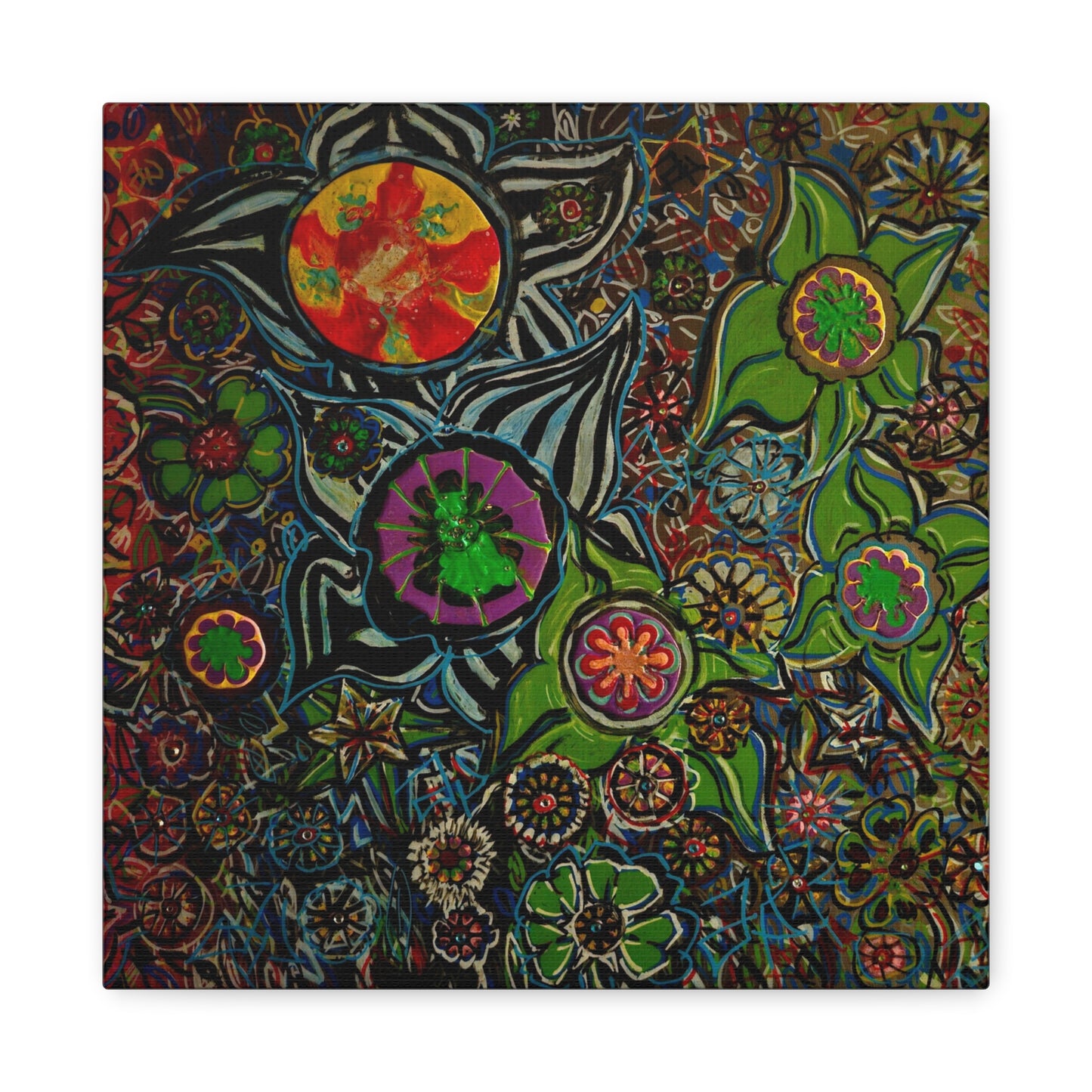 Urban_gardening-03 - Psychedelic Floral Canvas Print — Vibrant Abstract Garden Wall Art