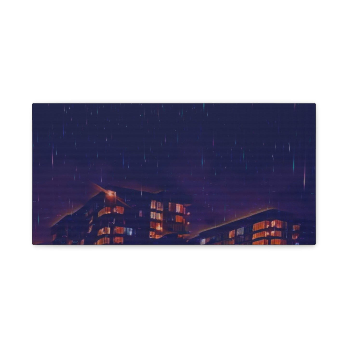 Neon Percipitation @ night - Canvas Print — Moody Urban Wall Art