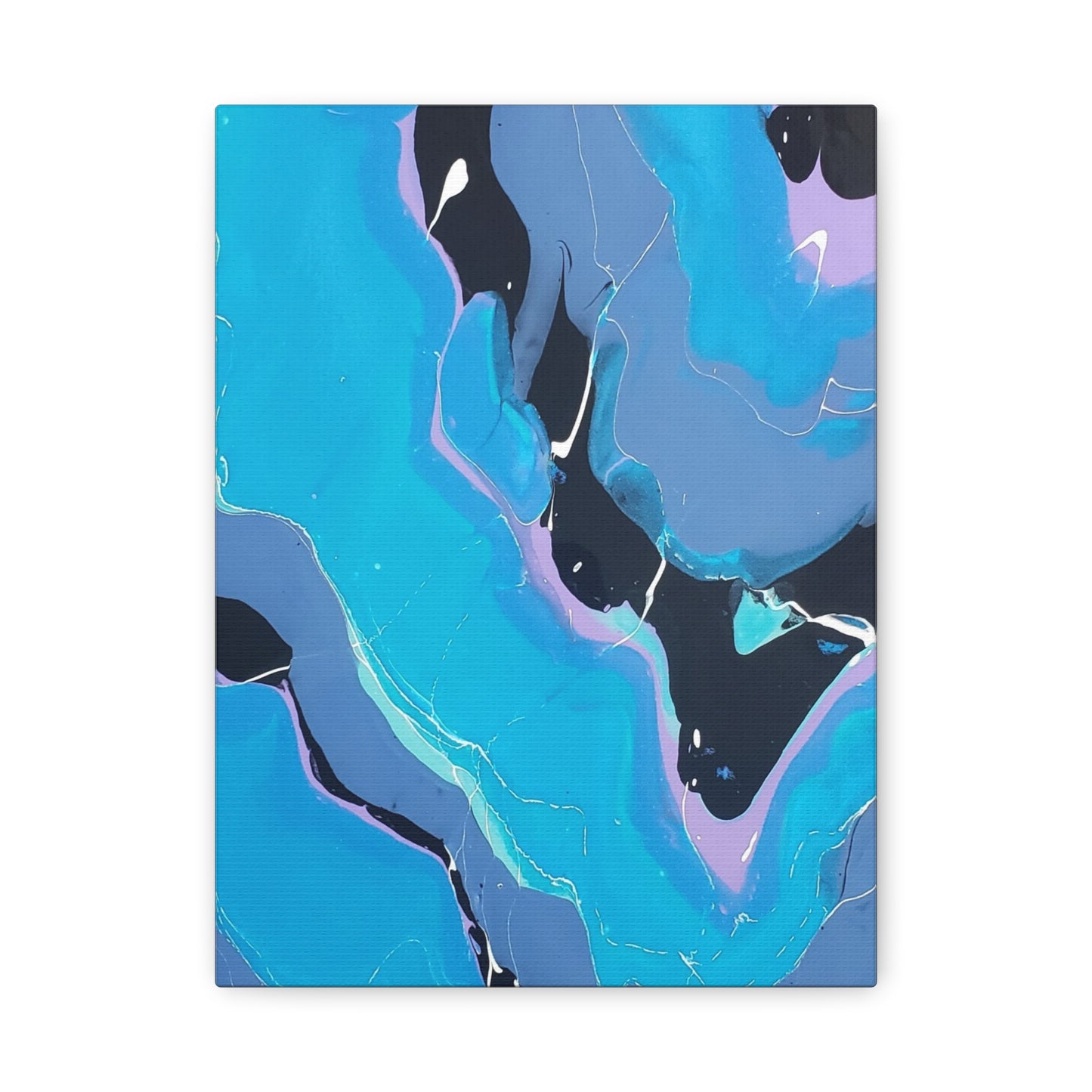 Abstract Blue Fluid Art Canvas Print — Matte Stretched Wall Art 1.25"