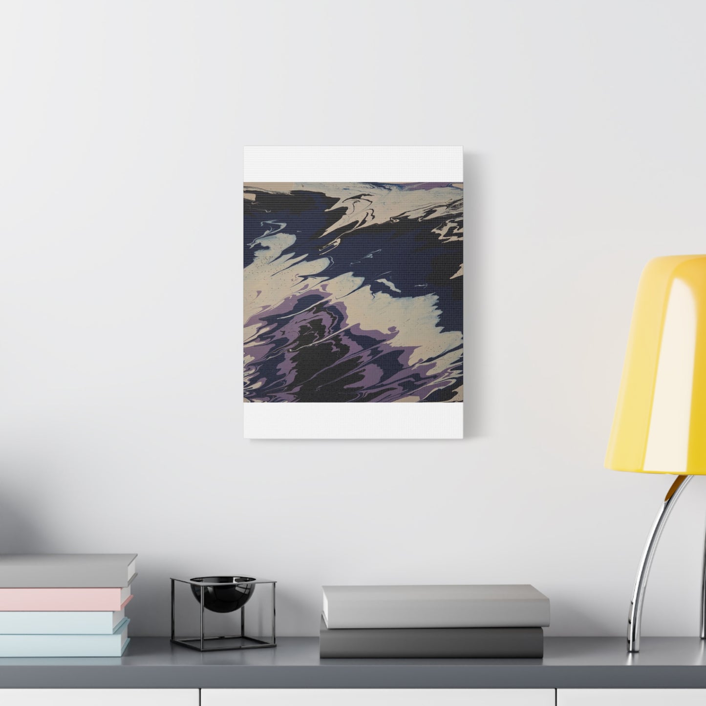 Abstract Navy & Lavender Wave Matte Stretched Canvas (1.25")