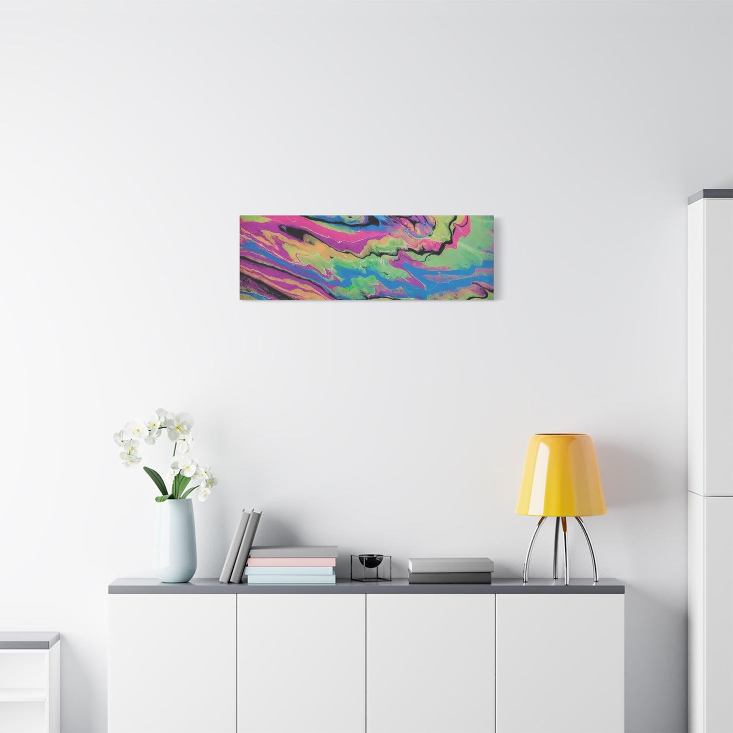 Abstract Neon Fluid Art Canvas Print — Vibrant Psychedelic Wall Decor