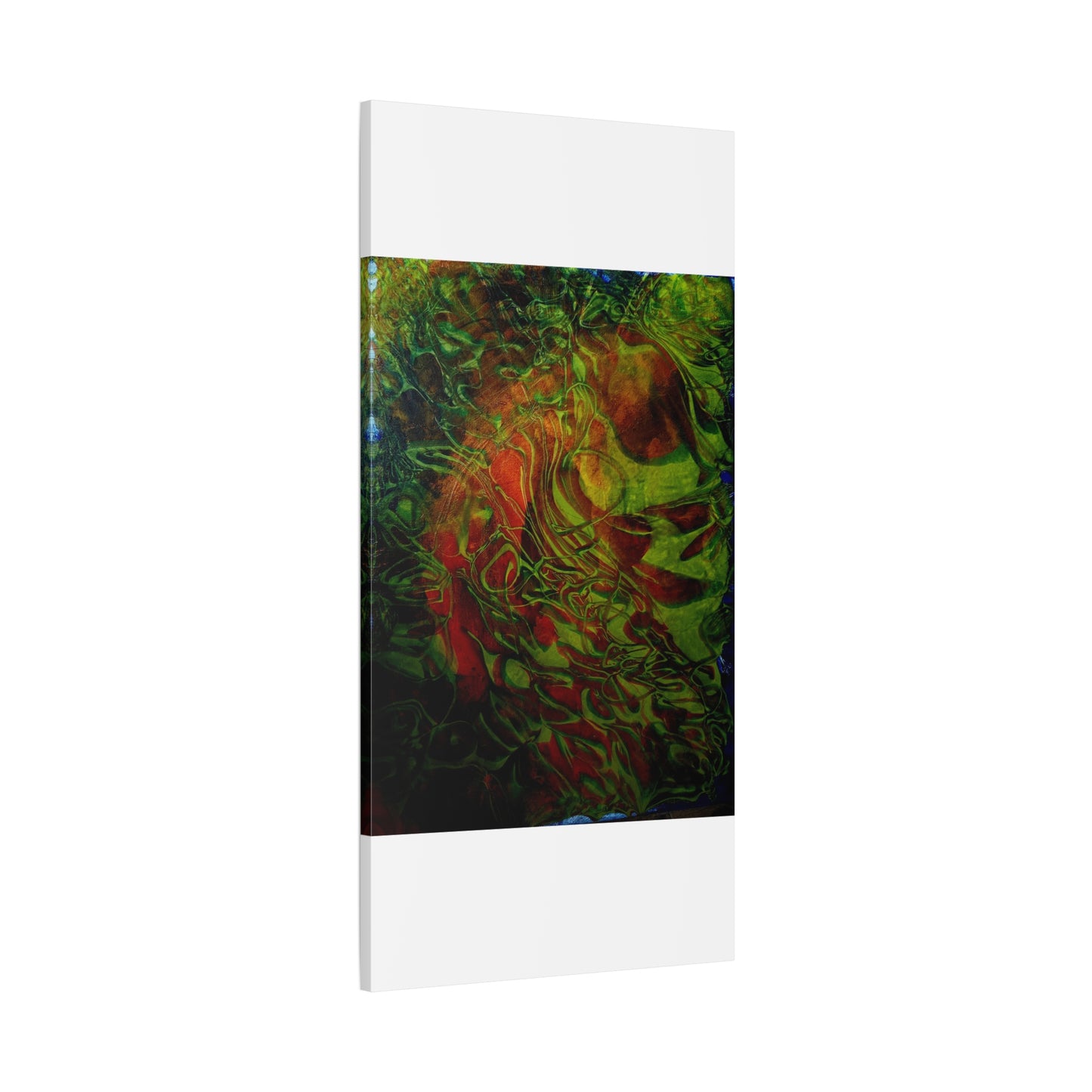 Abstract Green & Red Fluid Art Canvas Print
