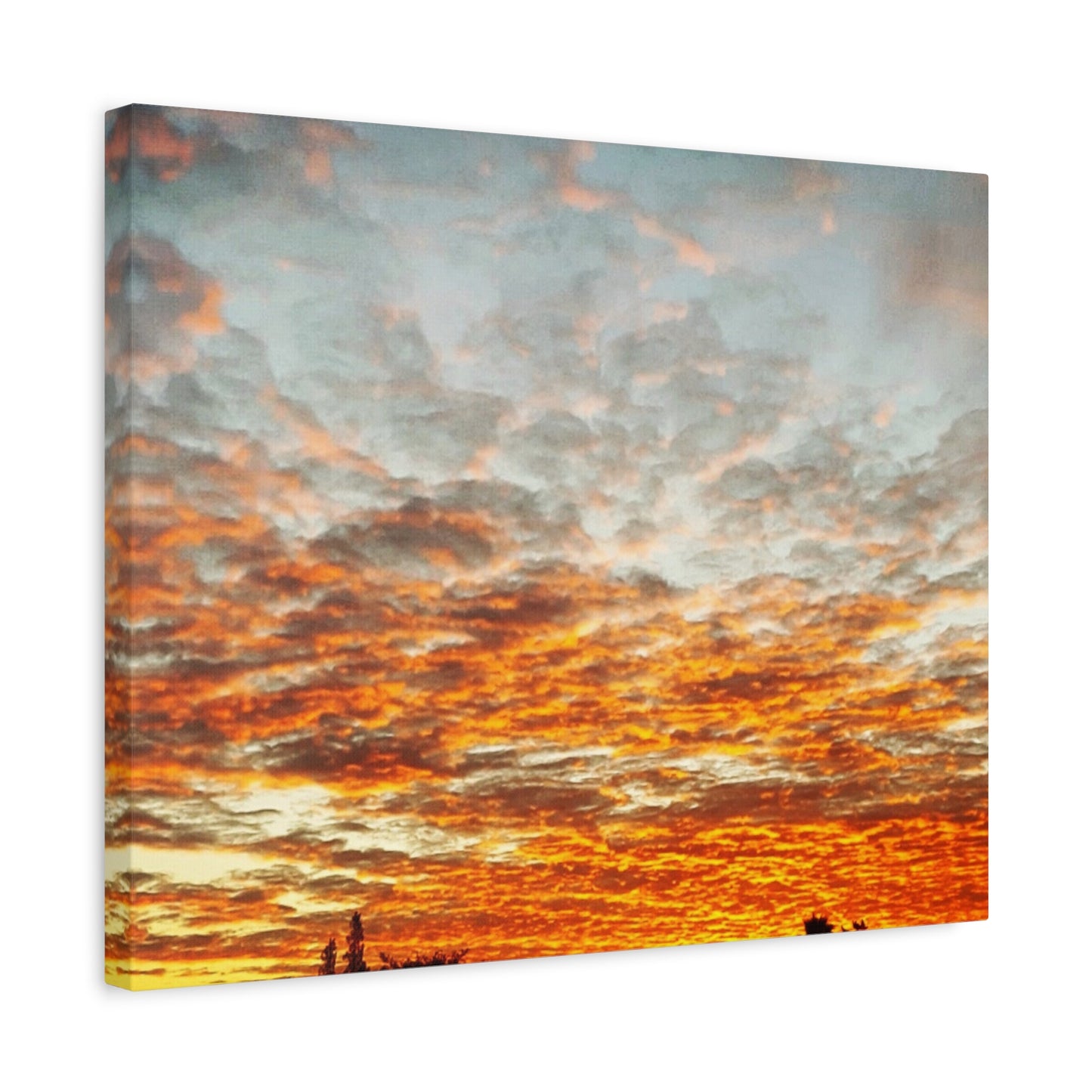Sunset Sky Canvas Print — Orange Cloudscape Matte Stretched Wall Art