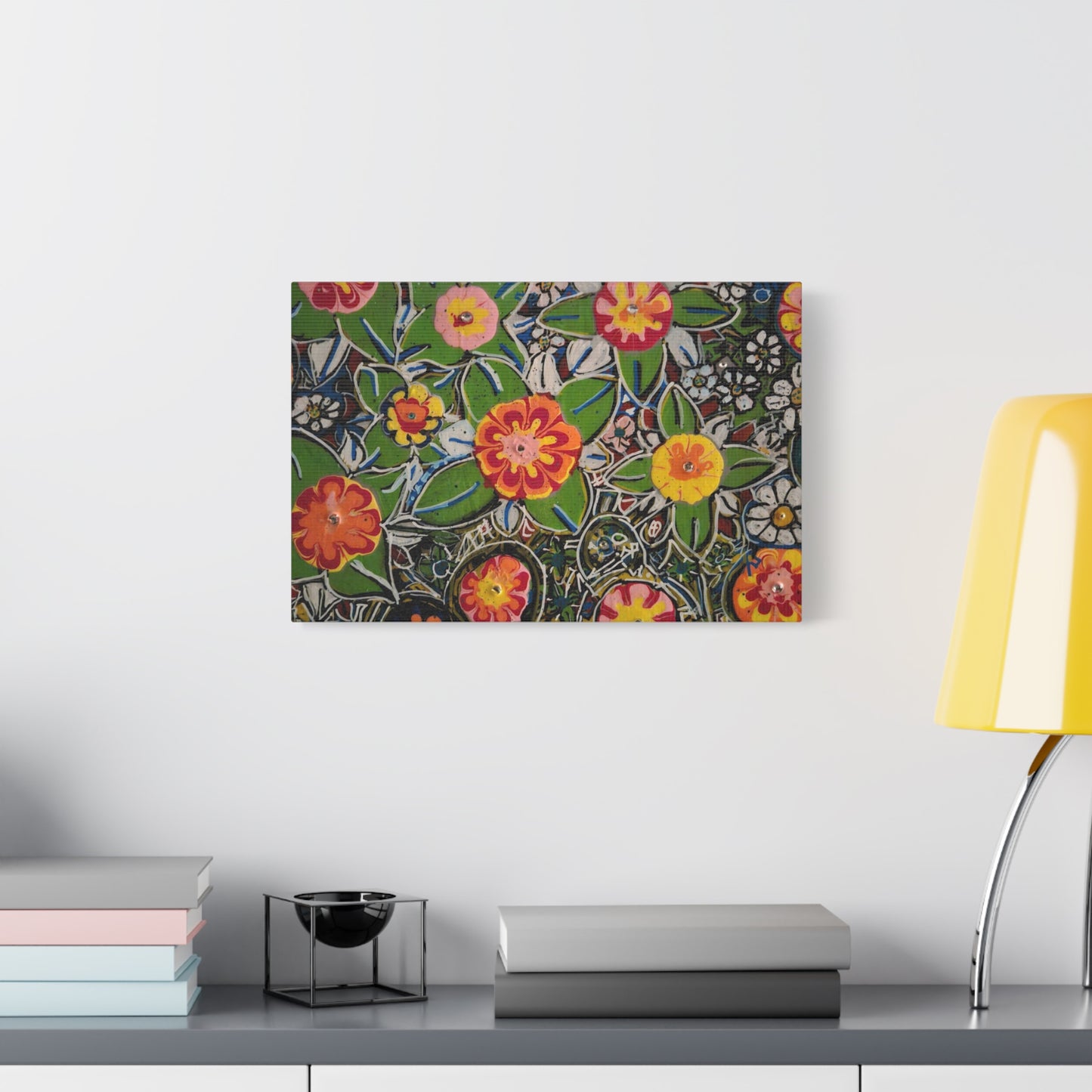 Urban_gardening-04 - Floral Pop Matte Stretched Canvas – Colorful Hand-Painted Garden Wall Art